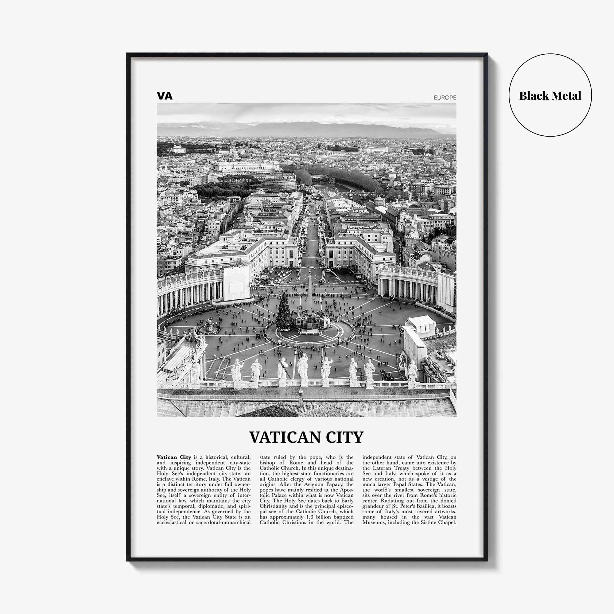 Vatican City Print Black and White, Vatican City Wall Art, Vatican City Poster, Vatican Photo, Italy, Italia, Vaticano, Vaticanae, Europe