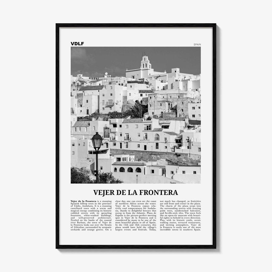 Vejer de la Frontera Print Black and White, Vejer de la Frontera Art, Vejer de la Frontera Poster, Vejer de la Frontera Photo, Décor, Map