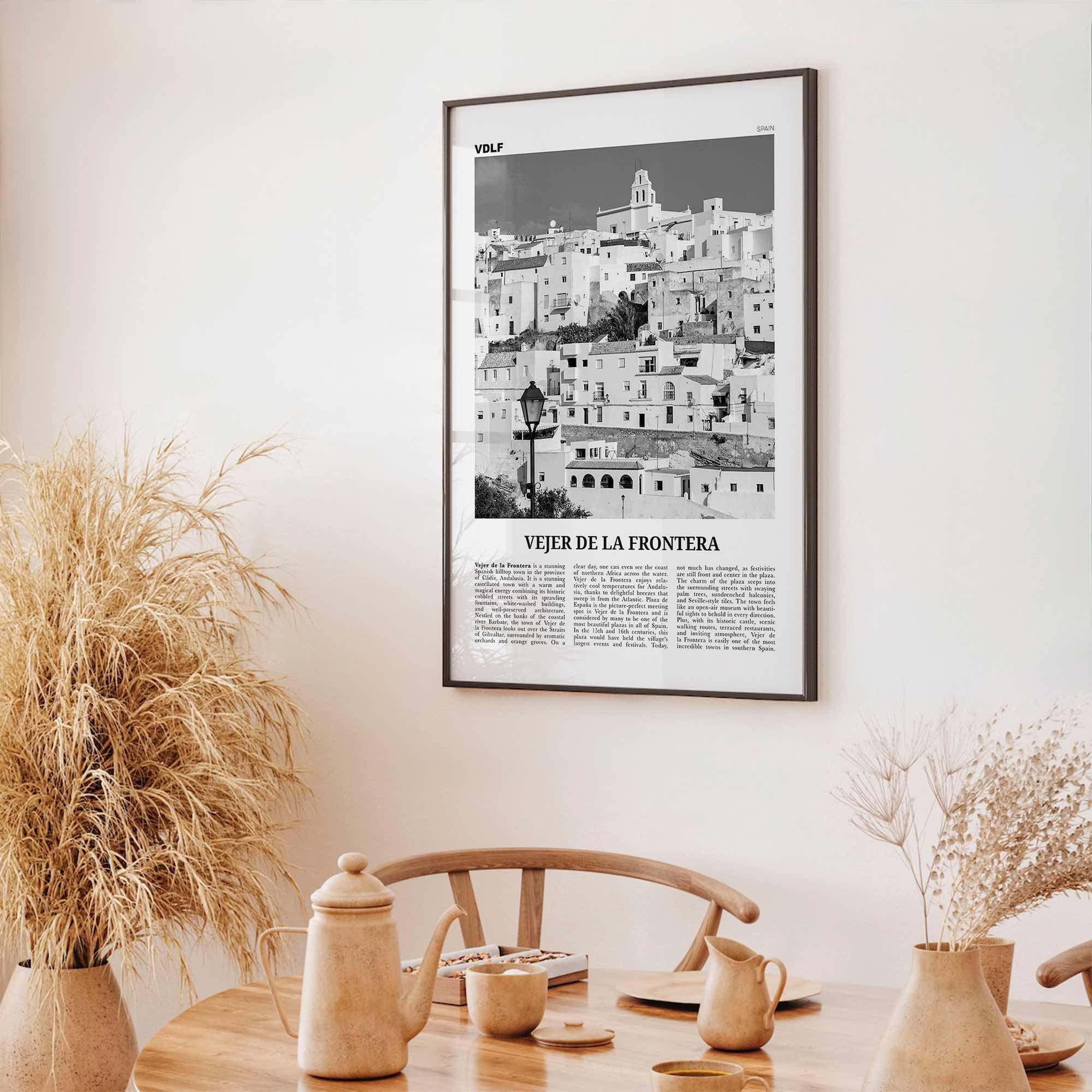 Vejer de la Frontera Print Black and White, Vejer de la Frontera Art, Vejer de la Frontera Poster, Vejer de la Frontera Photo, Décor, Map