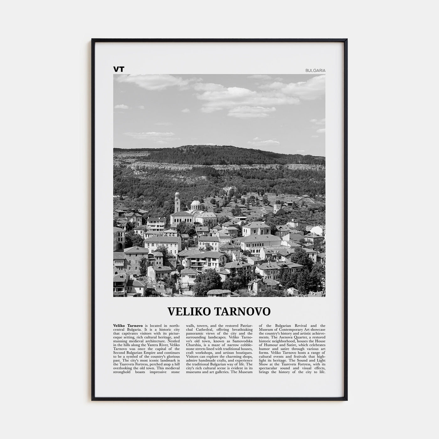 Veliko Tarnovo Travel B&W Poster