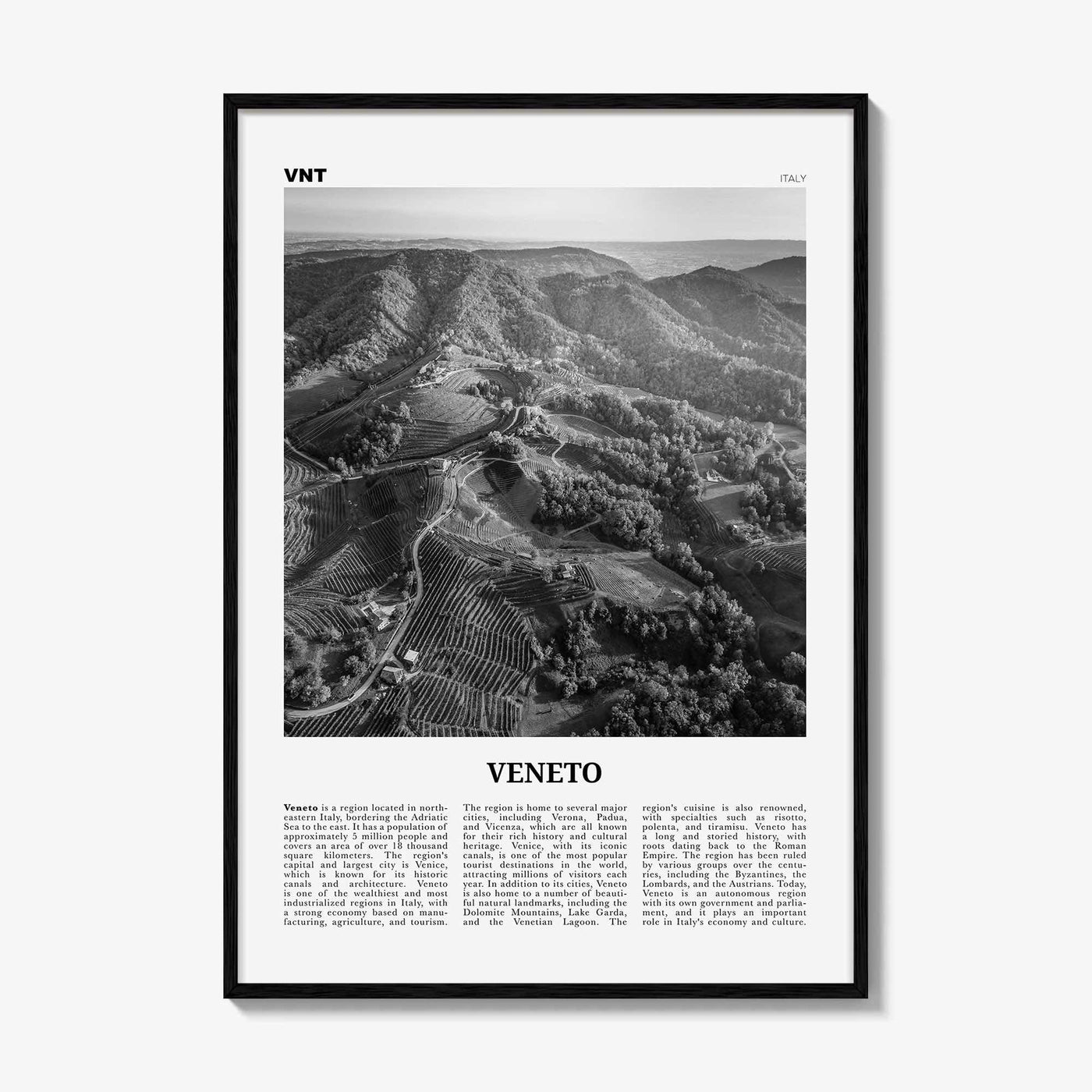 Veneto Print Black and White, Veneto Wall Art, Veneto Poster, Veneto Photo, Veneto Wall Décor, Veneto Map, Italy