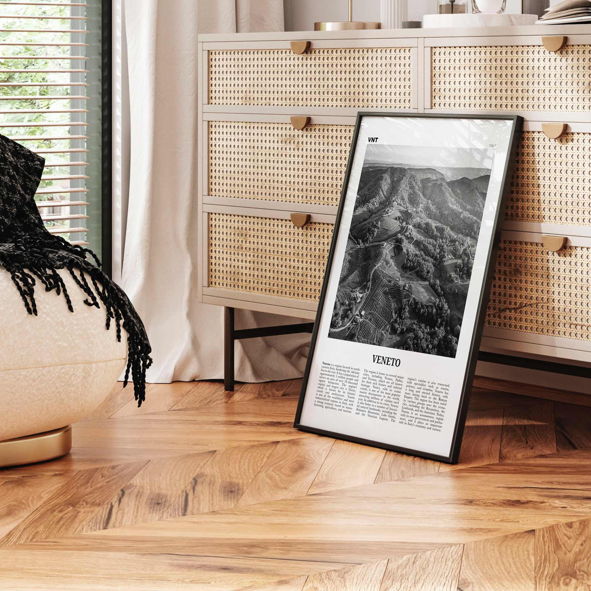 Veneto Print Black and White, Veneto Wall Art, Veneto Poster, Veneto Photo, Veneto Wall Décor, Veneto Map, Italy