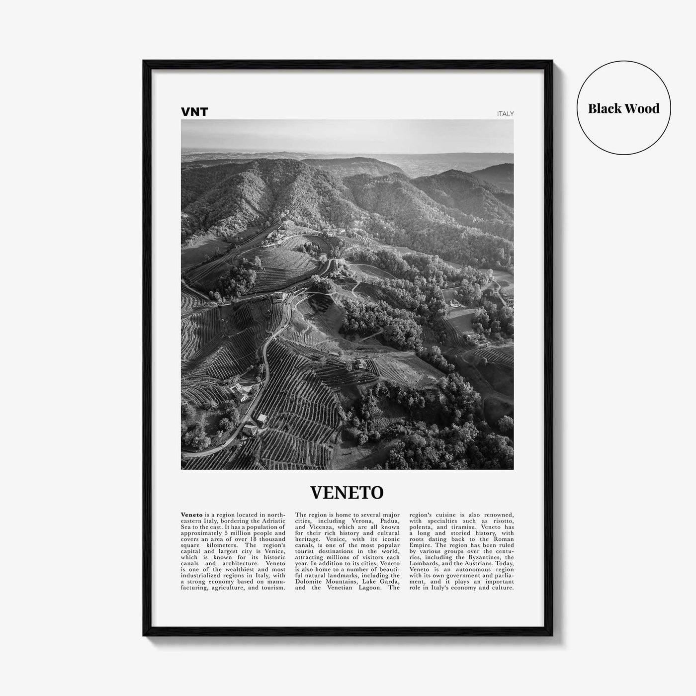 Veneto Print Black and White, Veneto Wall Art, Veneto Poster, Veneto Photo, Veneto Wall Décor, Veneto Map, Italy