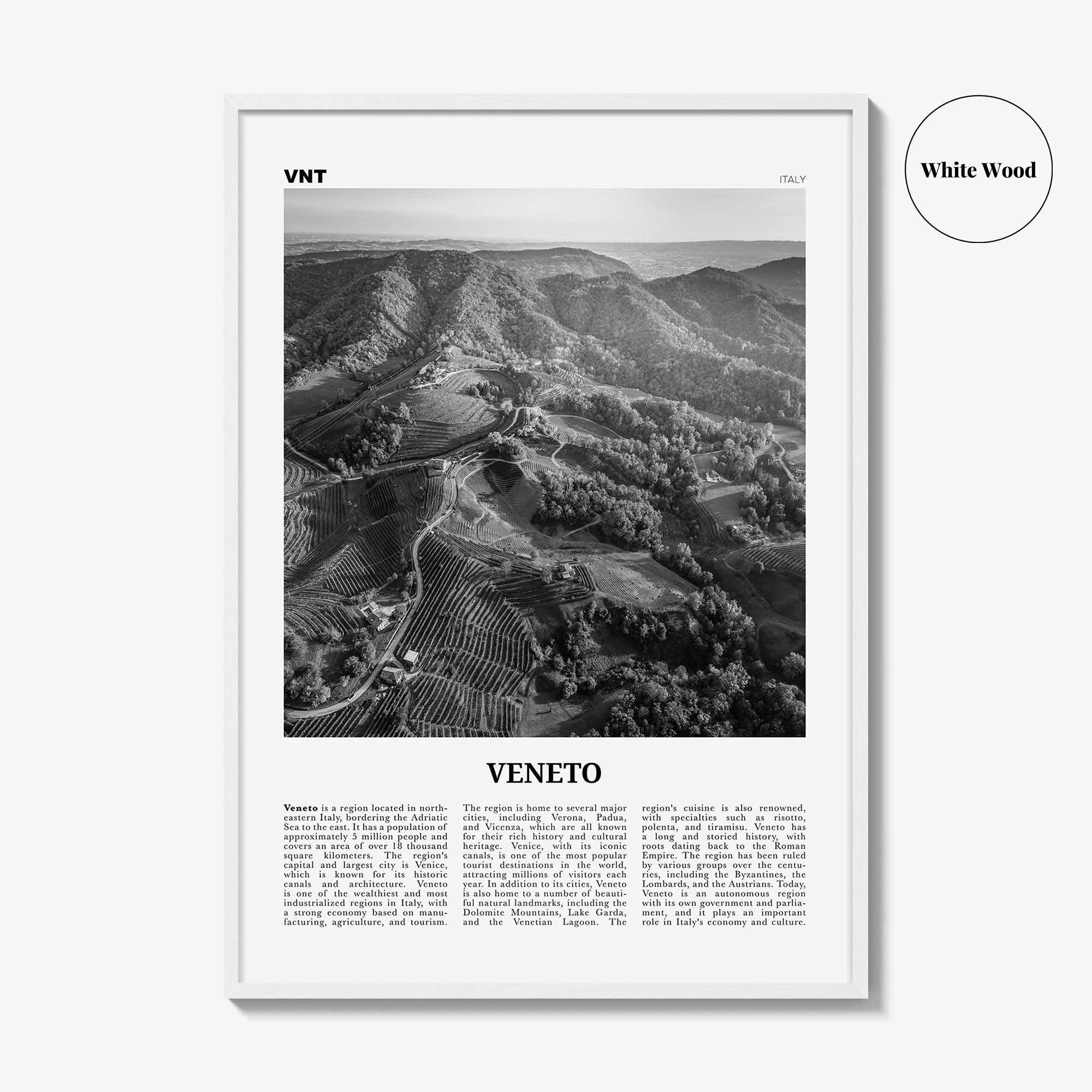 Veneto Print Black and White, Veneto Wall Art, Veneto Poster, Veneto Photo, Veneto Wall Décor, Veneto Map, Italy