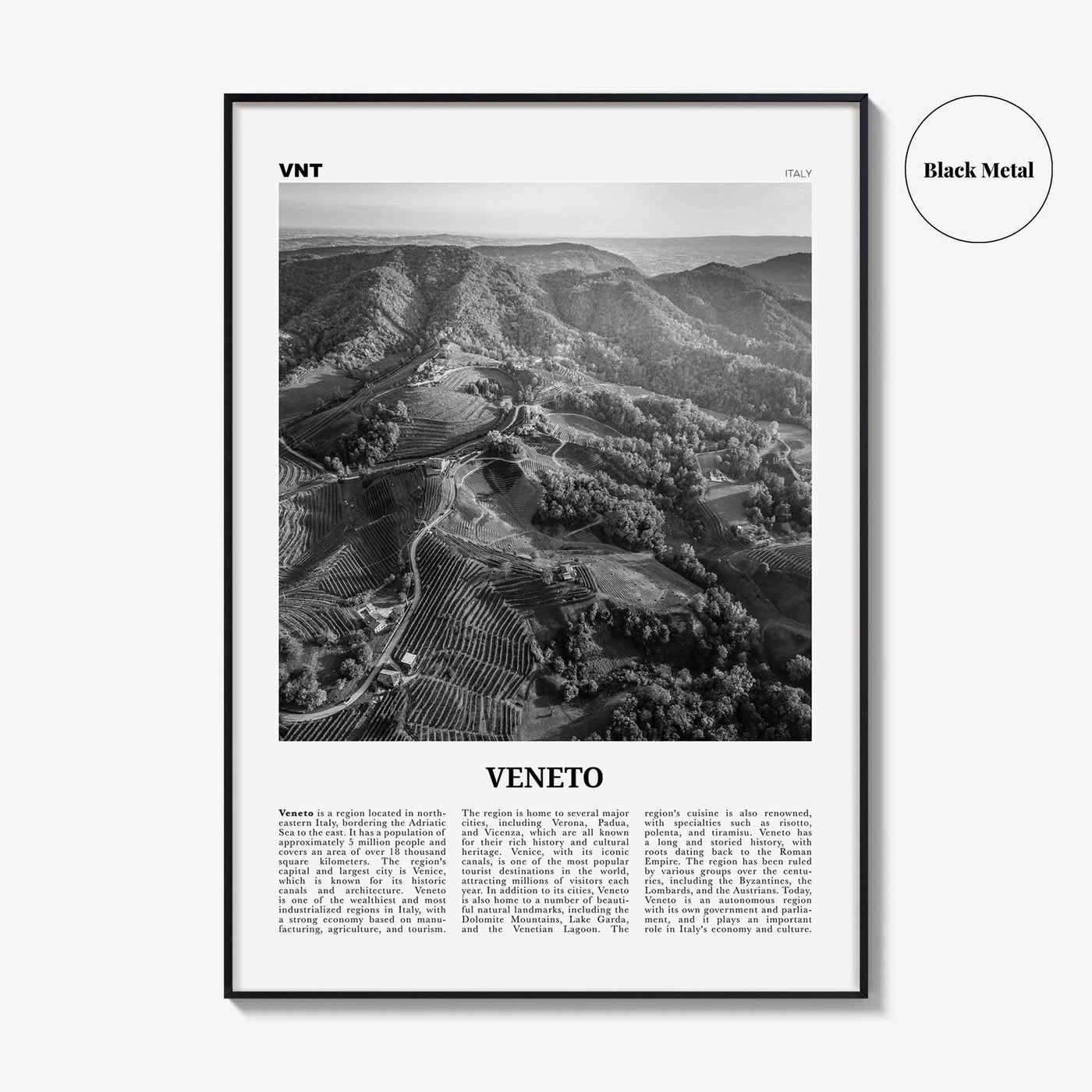 Veneto Print Black and White, Veneto Wall Art, Veneto Poster, Veneto Photo, Veneto Wall Décor, Veneto Map, Italy