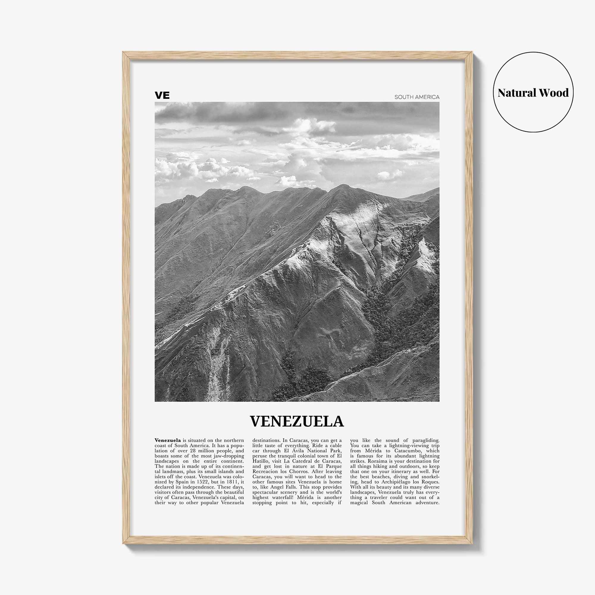 Venezuela Print Black and White, Venezuela Wall Art, Venezuela Poster, Venezuela Photo, Venezuela Wall Decor, Caracas, South America