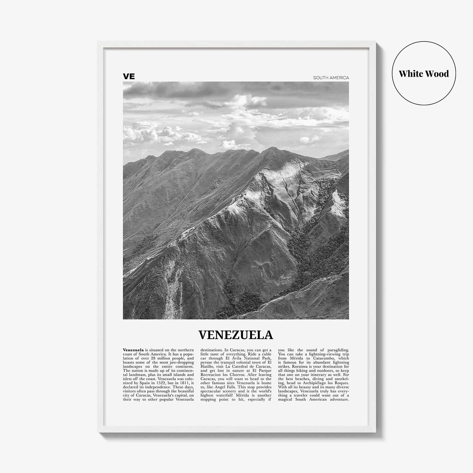 Venezuela Print Black and White, Venezuela Wall Art, Venezuela Poster, Venezuela Photo, Venezuela Wall Decor, Caracas, South America