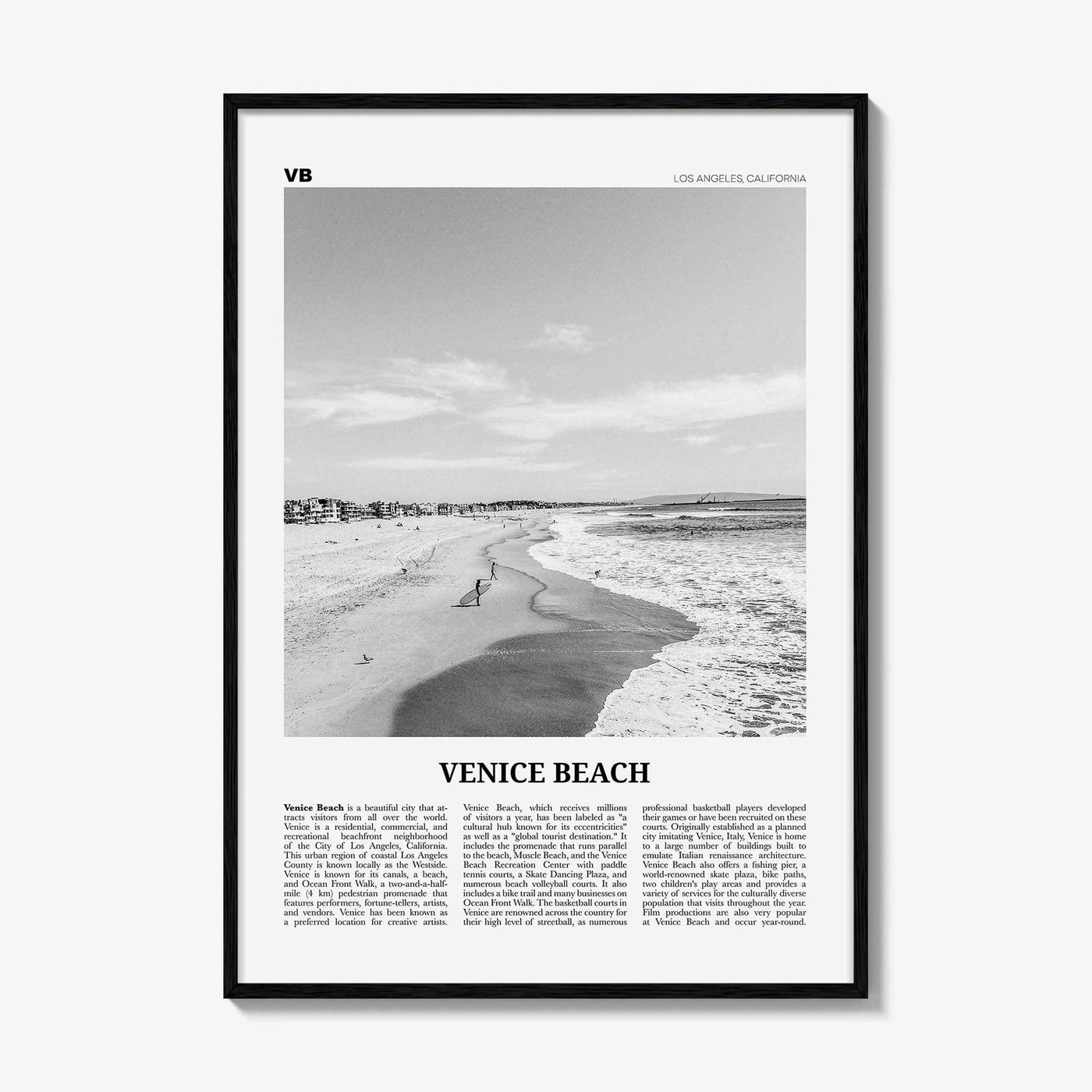Venice Beach Print Black and White No 1, Venice Beach Wall Art, Venice Beach Poster, Los Angeles, California, USA, United States