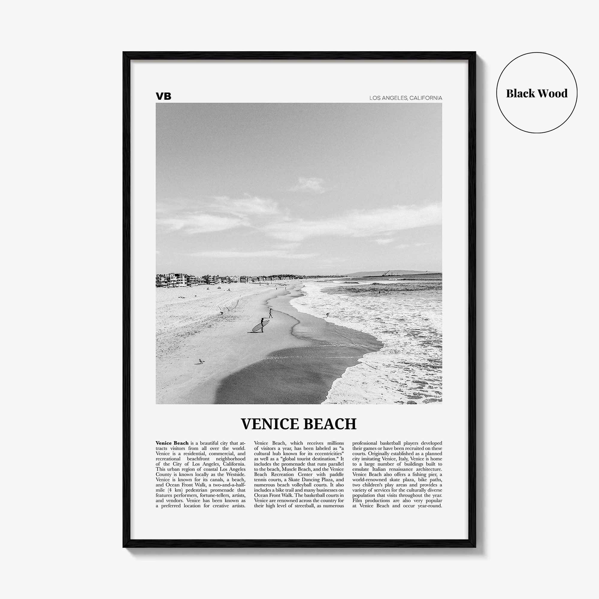 Venice Beach Print Black and White No 1, Venice Beach Wall Art, Venice Beach Poster, Los Angeles, California, USA, United States