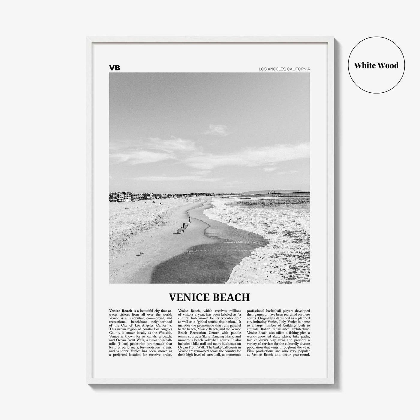Venice Beach Print Black and White No 1, Venice Beach Wall Art, Venice Beach Poster, Los Angeles, California, USA, United States