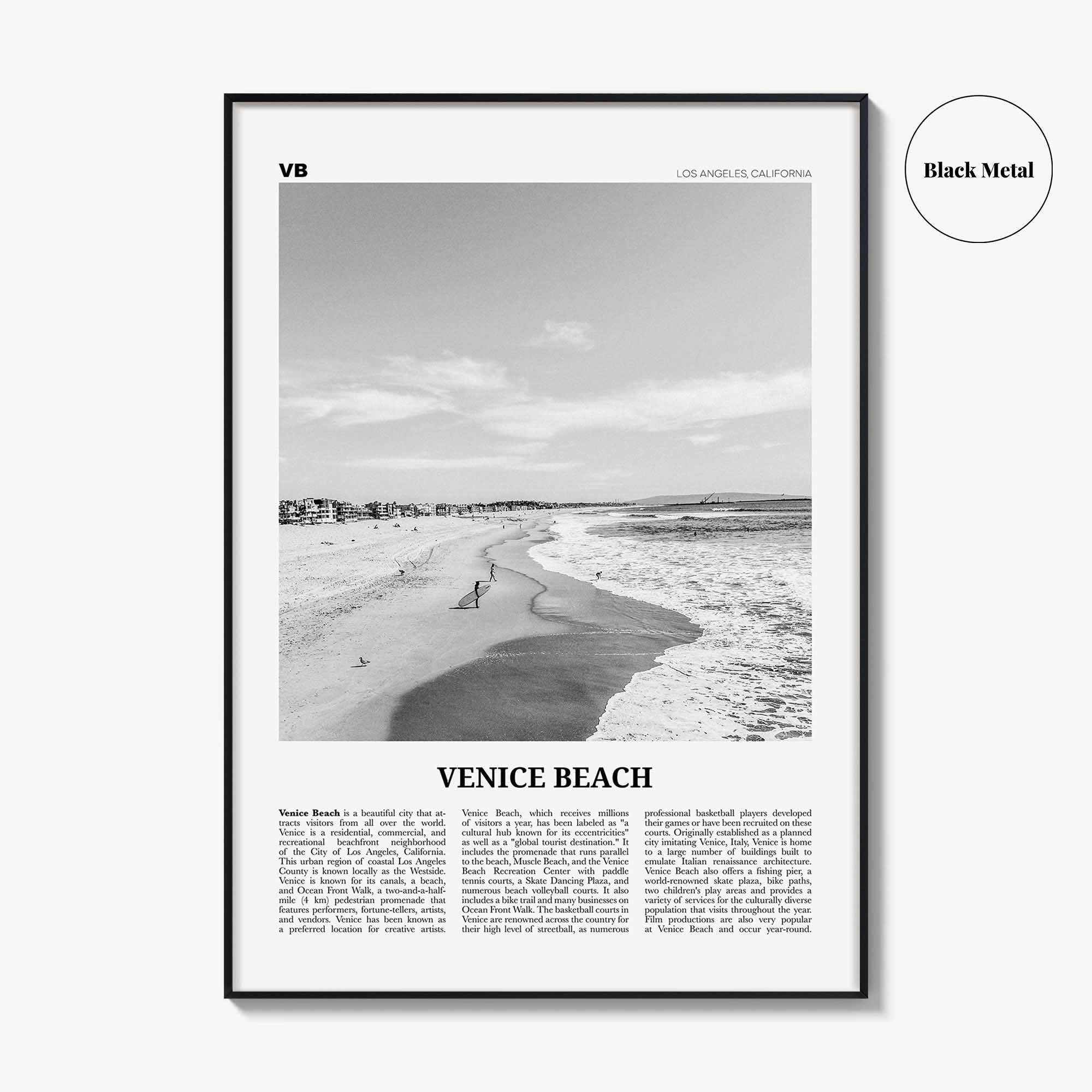 Venice Beach Print Black and White No 1, Venice Beach Wall Art, Venice Beach Poster, Los Angeles, California, USA, United States
