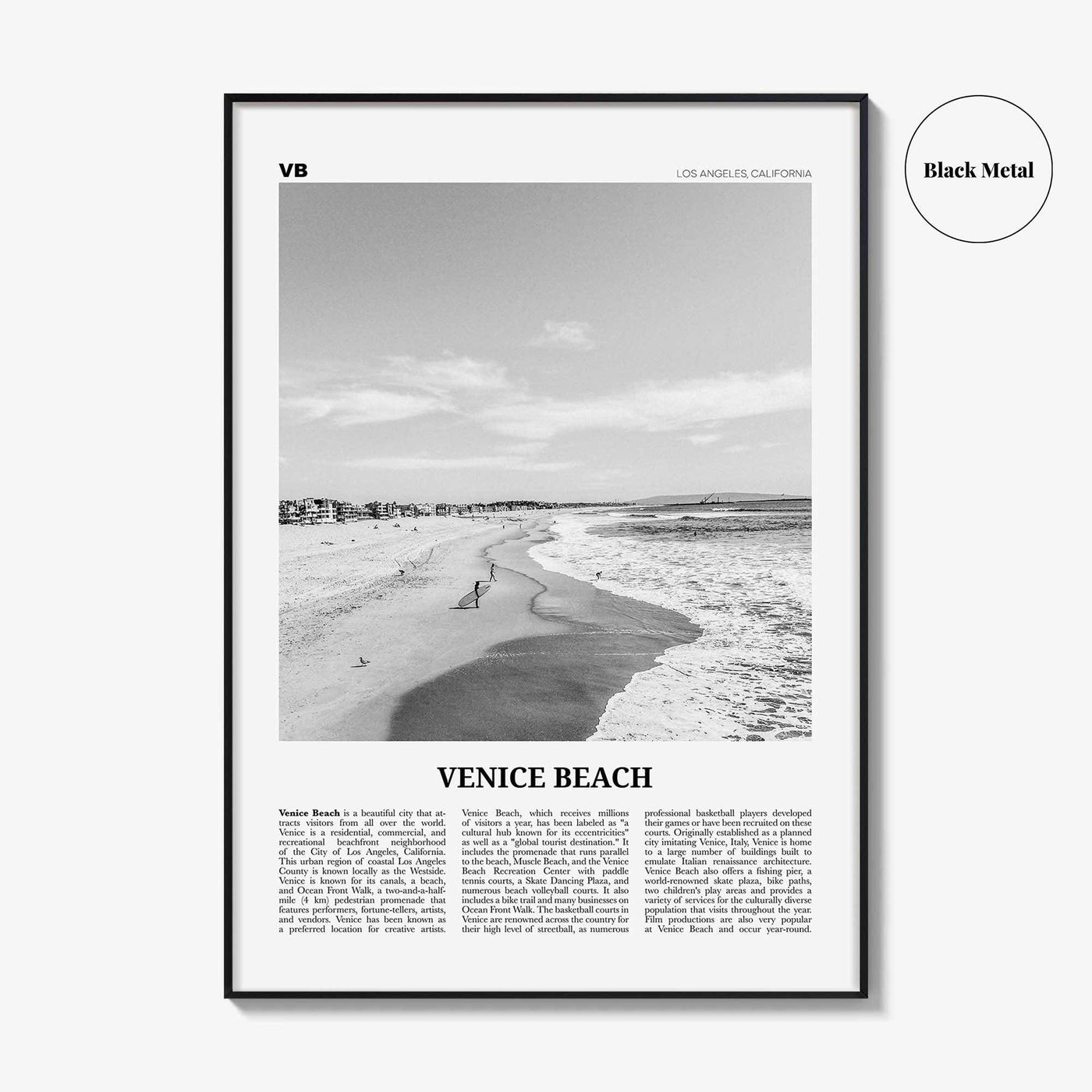 Venice Beach Print Black and White No 1, Venice Beach Wall Art, Venice Beach Poster, Los Angeles, California, USA, United States