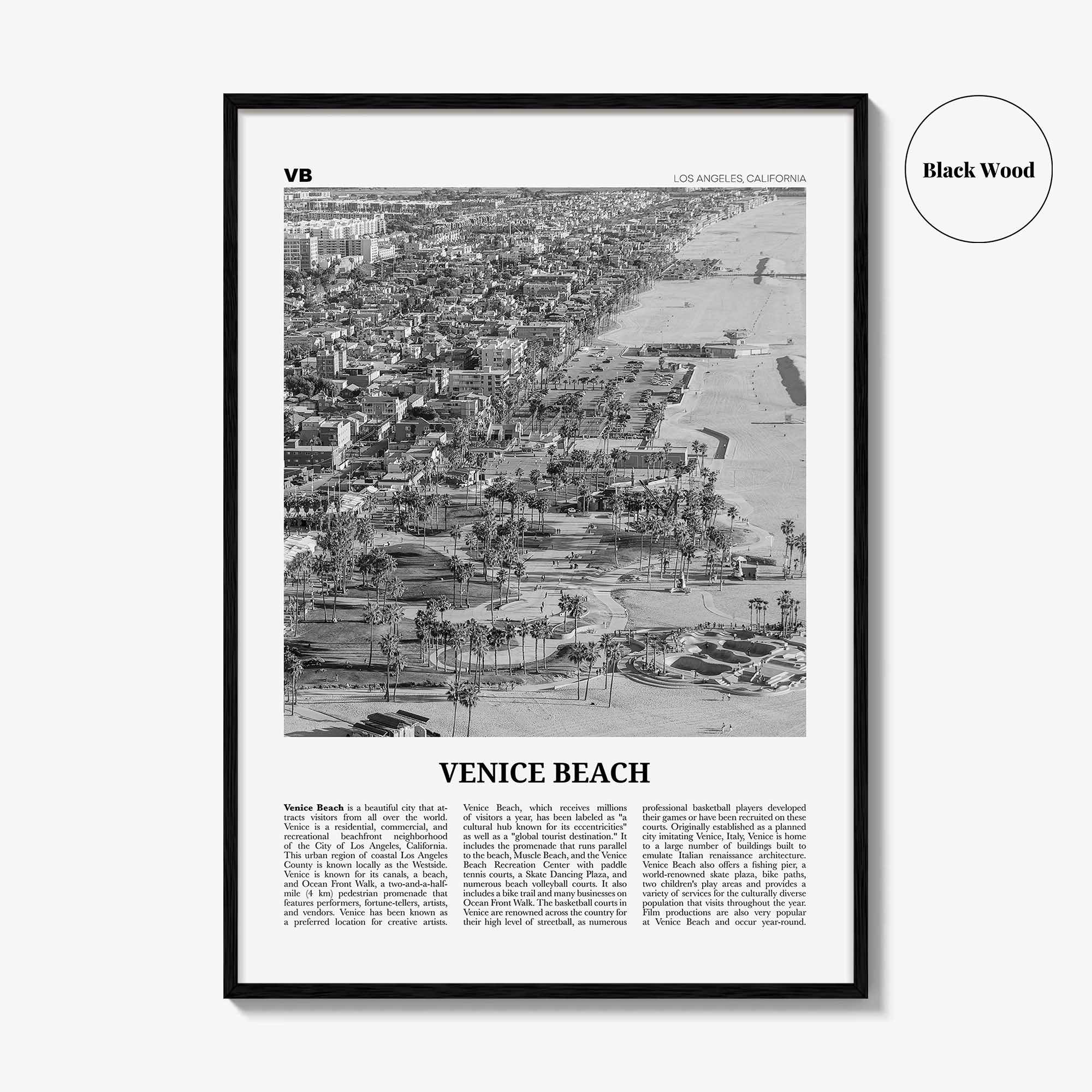 Venice Beach Print Black and White No 2, Venice Beach Wall Art, Venice Beach Poster, Los Angeles, California, USA, United States