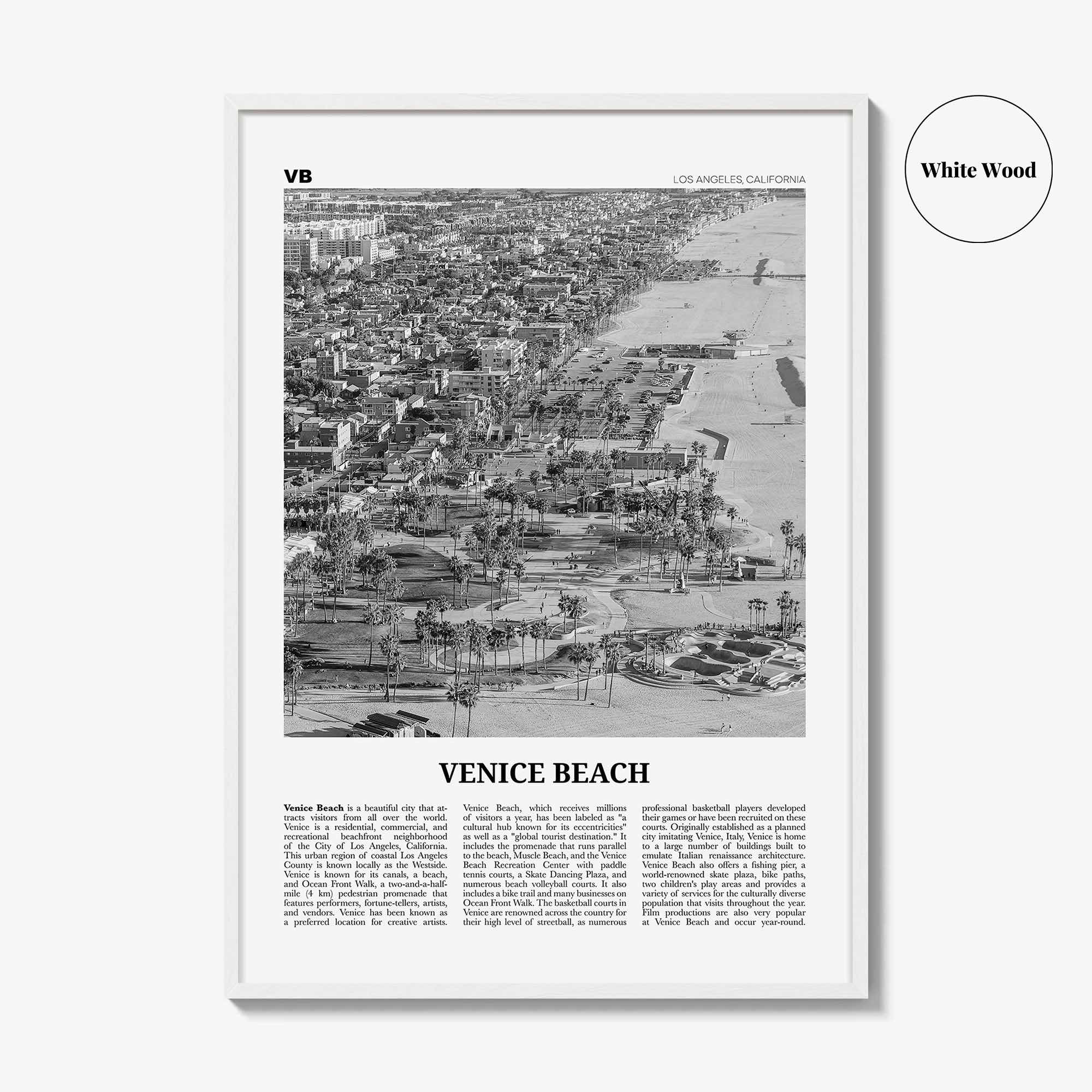 Venice Beach Print Black and White No 2, Venice Beach Wall Art, Venice Beach Poster, Los Angeles, California, USA, United States