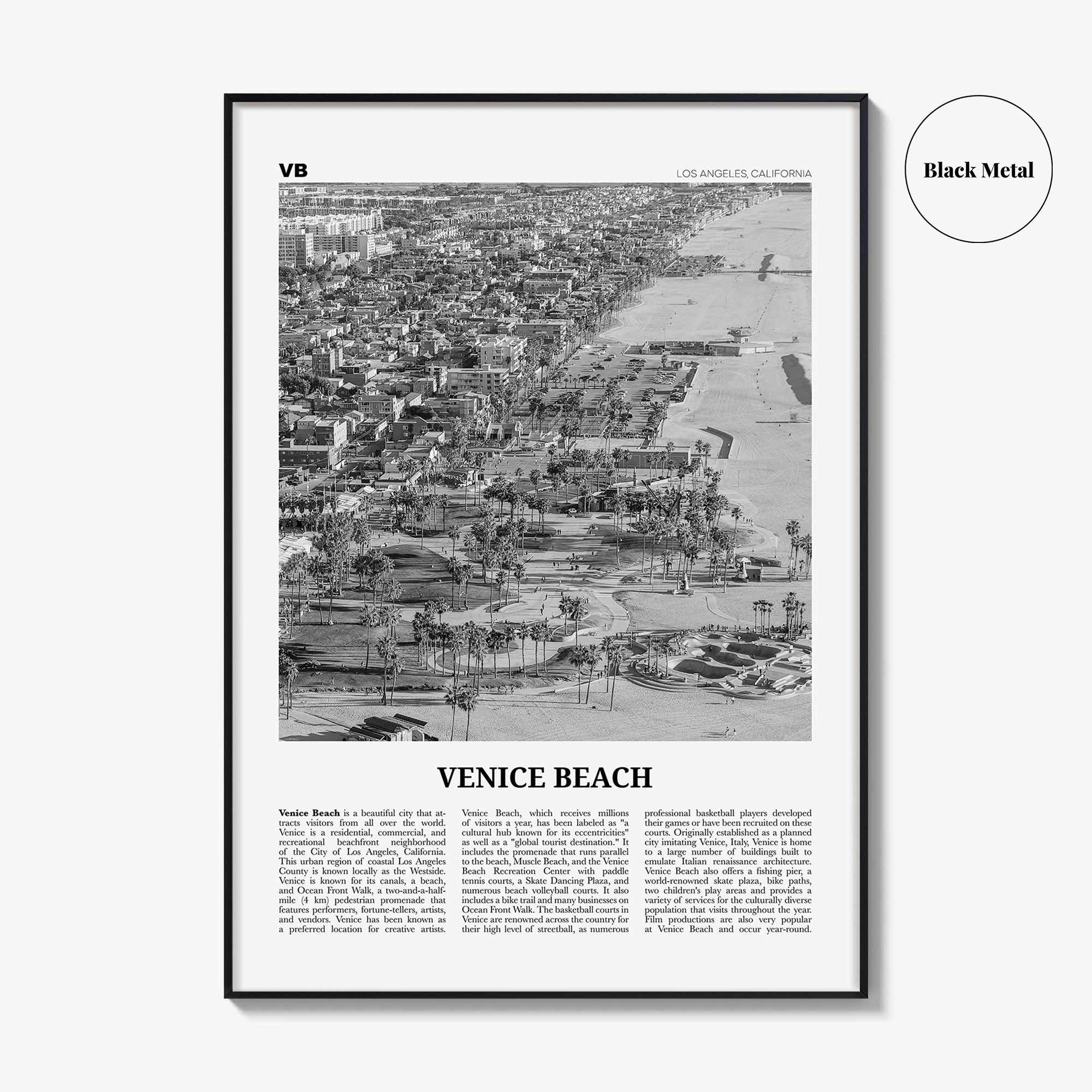 Venice Beach Print Black and White No 2, Venice Beach Wall Art, Venice Beach Poster, Los Angeles, California, USA, United States