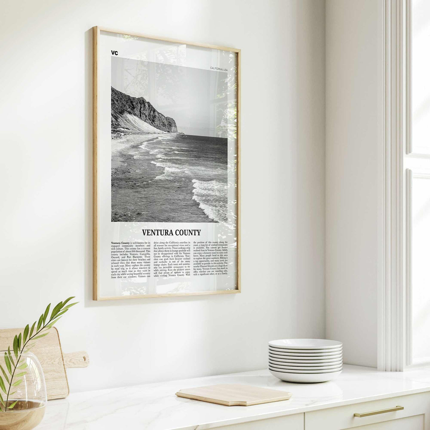 Ventura County Print Black and White, Ventura County Wall Art, Ventura County Poster, Ventura County Photo, California, USA