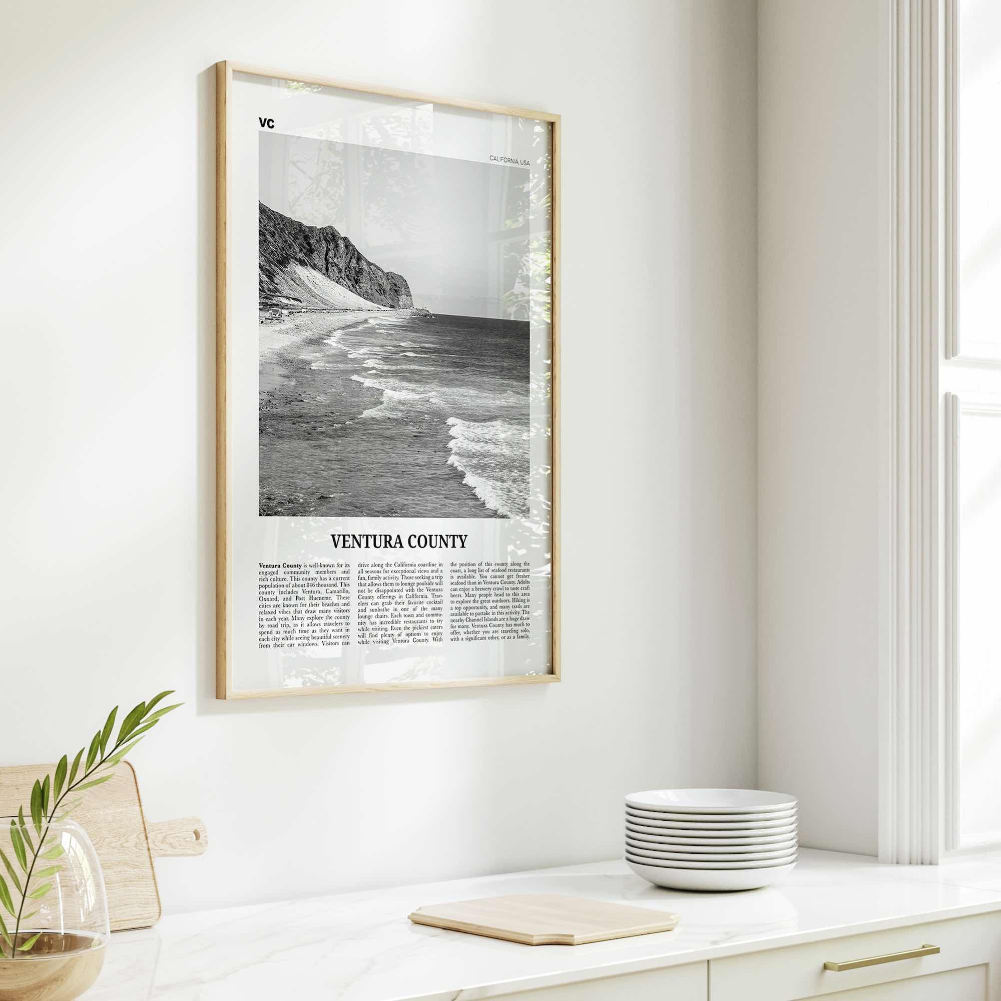 Ventura County Print Black and White, Ventura County Wall Art, Ventura County Poster, Ventura County Photo, California, USA