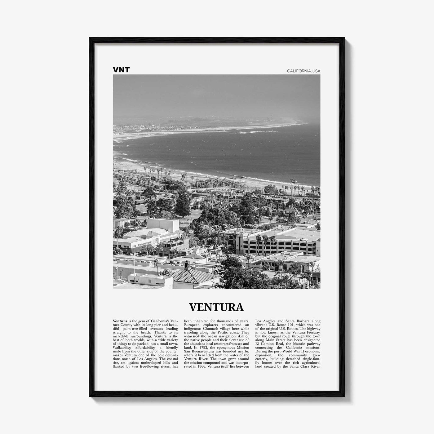 Ventura Print Black and White No 1, Ventura Wall Art, Ventura Poster, Ventura Photo, Ventura Decor, California, USA, United States