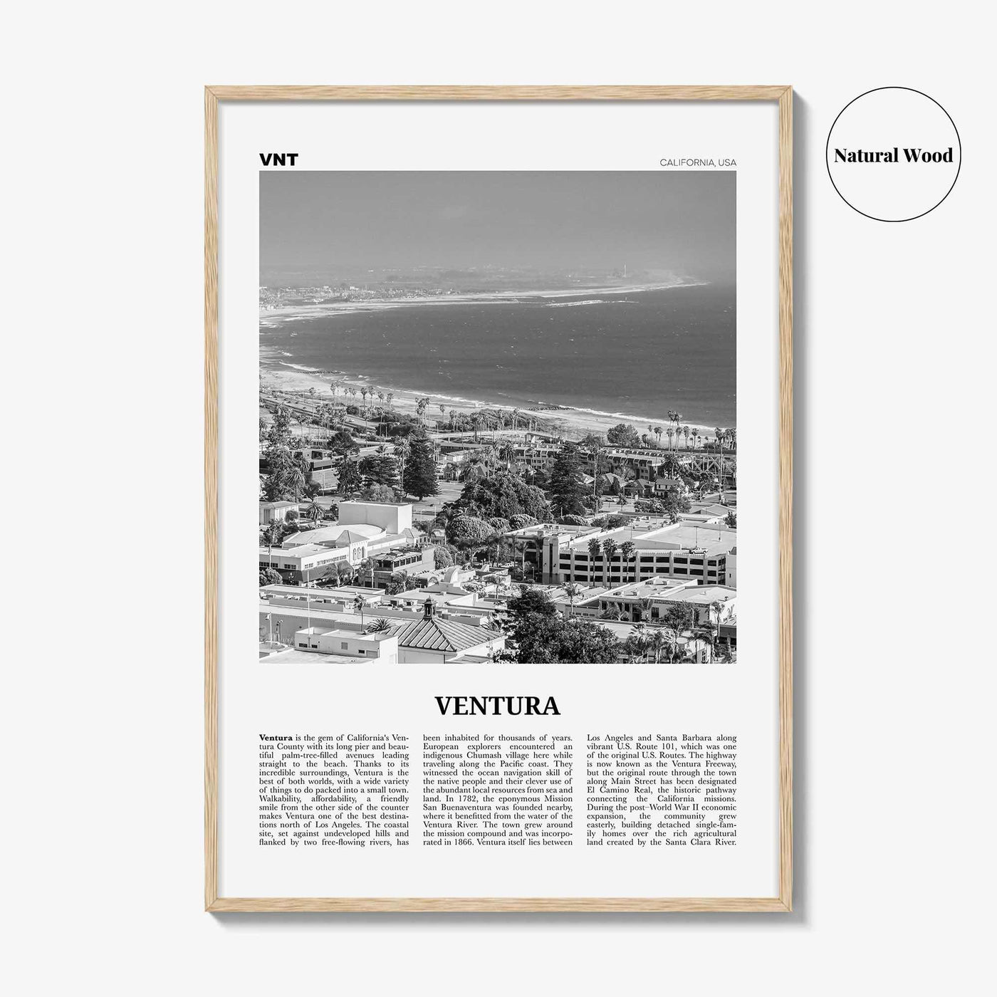 Ventura Print Black and White No 1, Ventura Wall Art, Ventura Poster, Ventura Photo, Ventura Decor, California, USA, United States