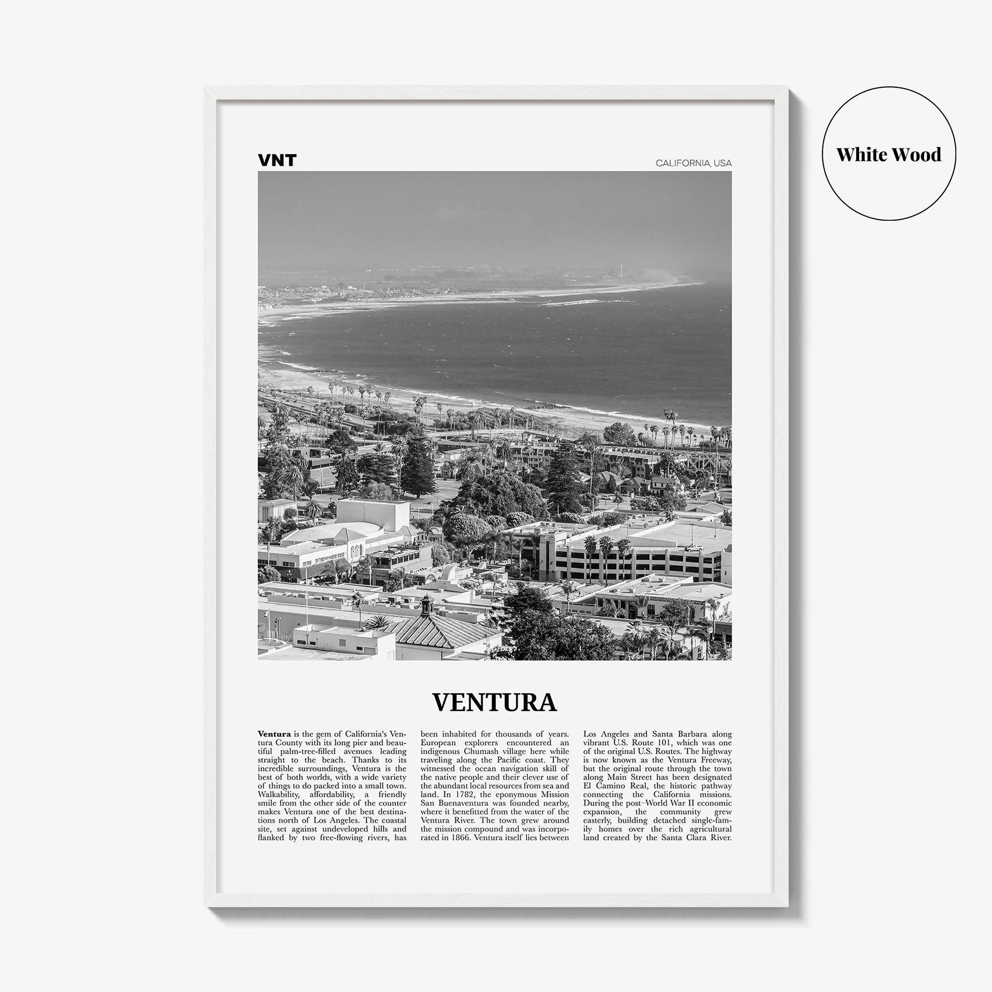 Ventura Print Black and White No 1, Ventura Wall Art, Ventura Poster, Ventura Photo, Ventura Decor, California, USA, United States