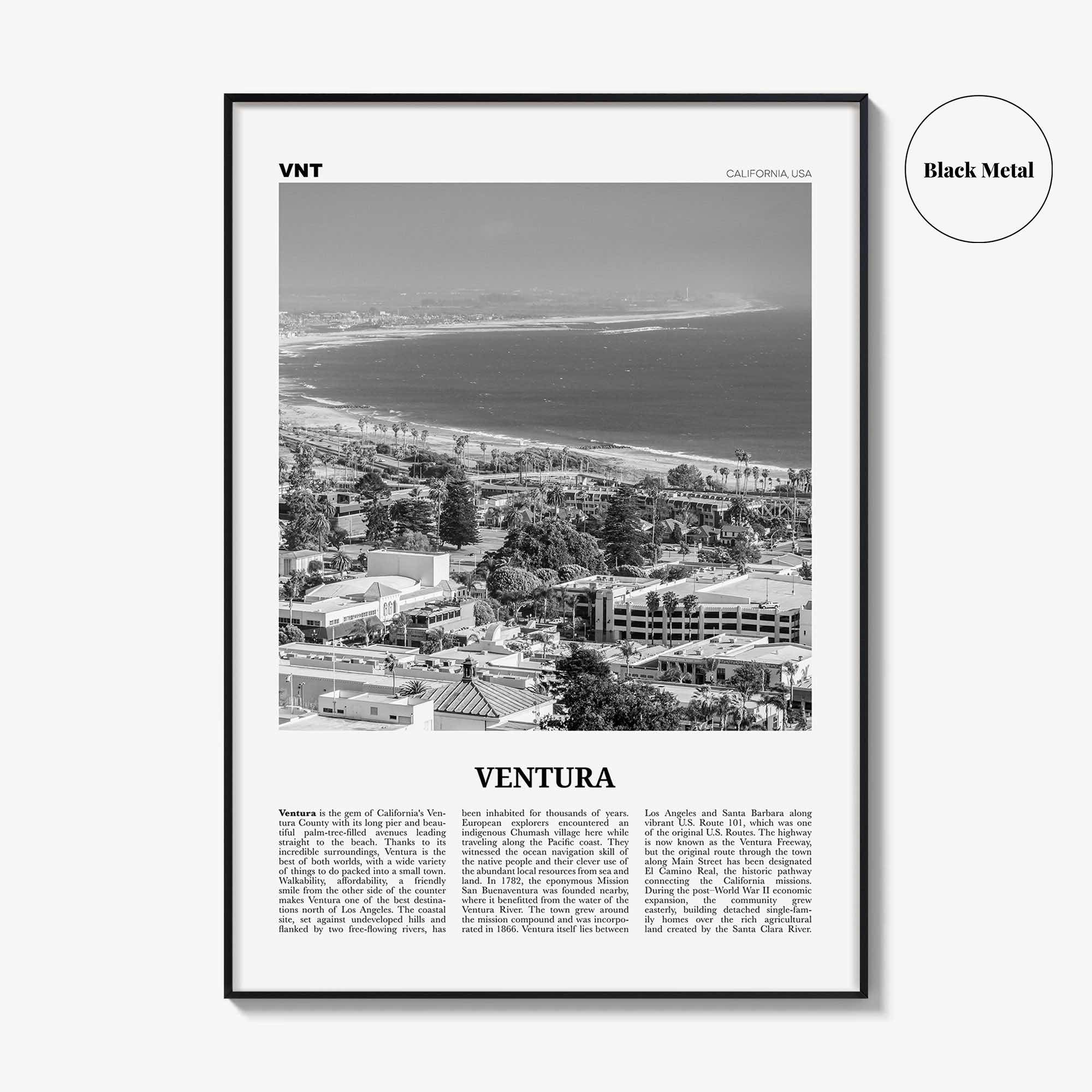 Ventura Print Black and White No 1, Ventura Wall Art, Ventura Poster, Ventura Photo, Ventura Decor, California, USA, United States