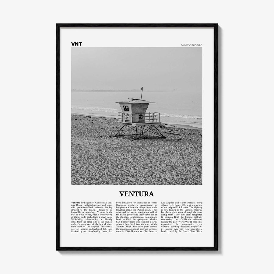 Ventura Print Black and White No 2, Ventura Wall Art, Ventura Poster, Ventura Photo, Ventura Decor, California, USA, United States