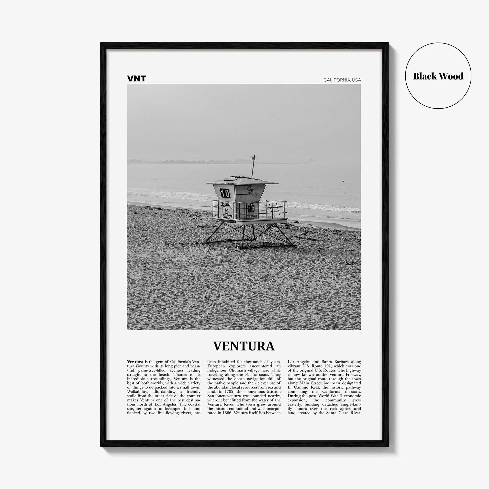 Ventura Print Black and White No 2, Ventura Wall Art, Ventura Poster, Ventura Photo, Ventura Decor, California, USA, United States