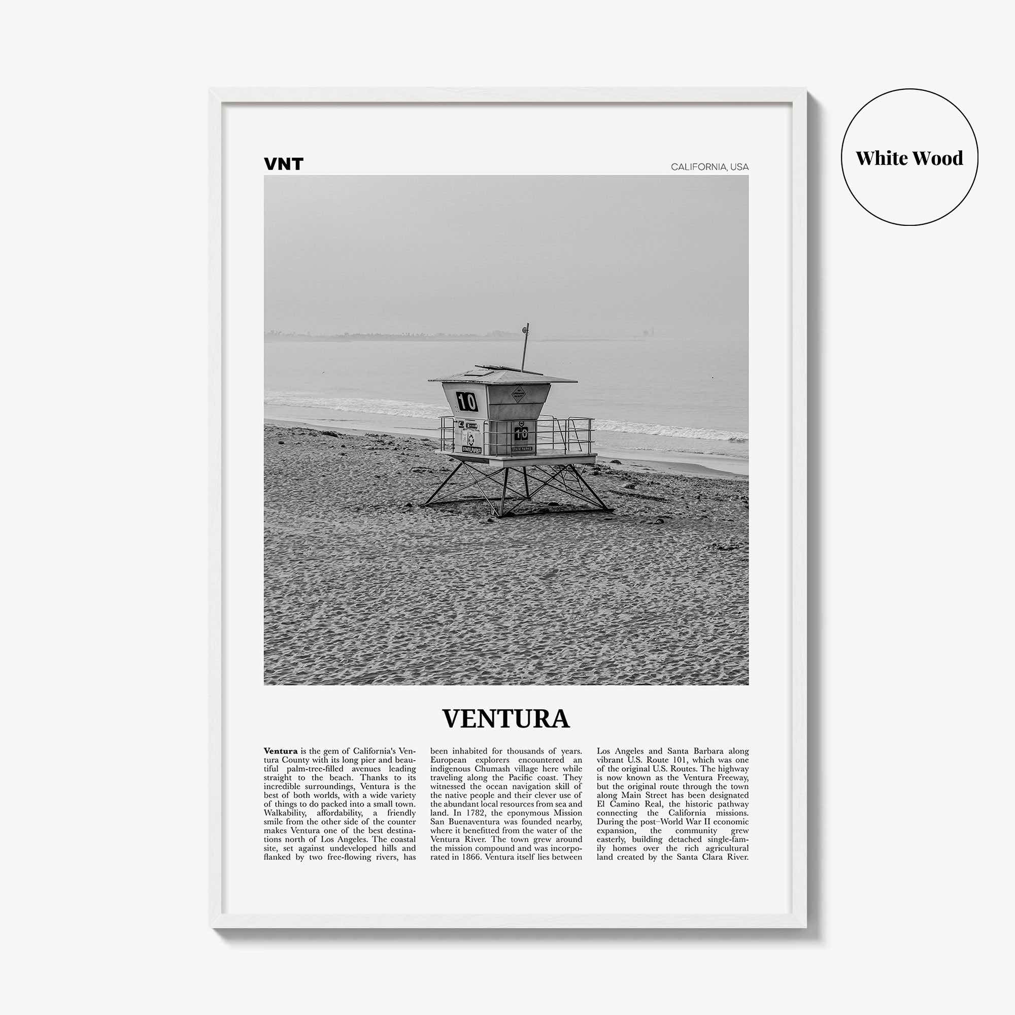 Ventura Print Black and White No 2, Ventura Wall Art, Ventura Poster, Ventura Photo, Ventura Decor, California, USA, United States