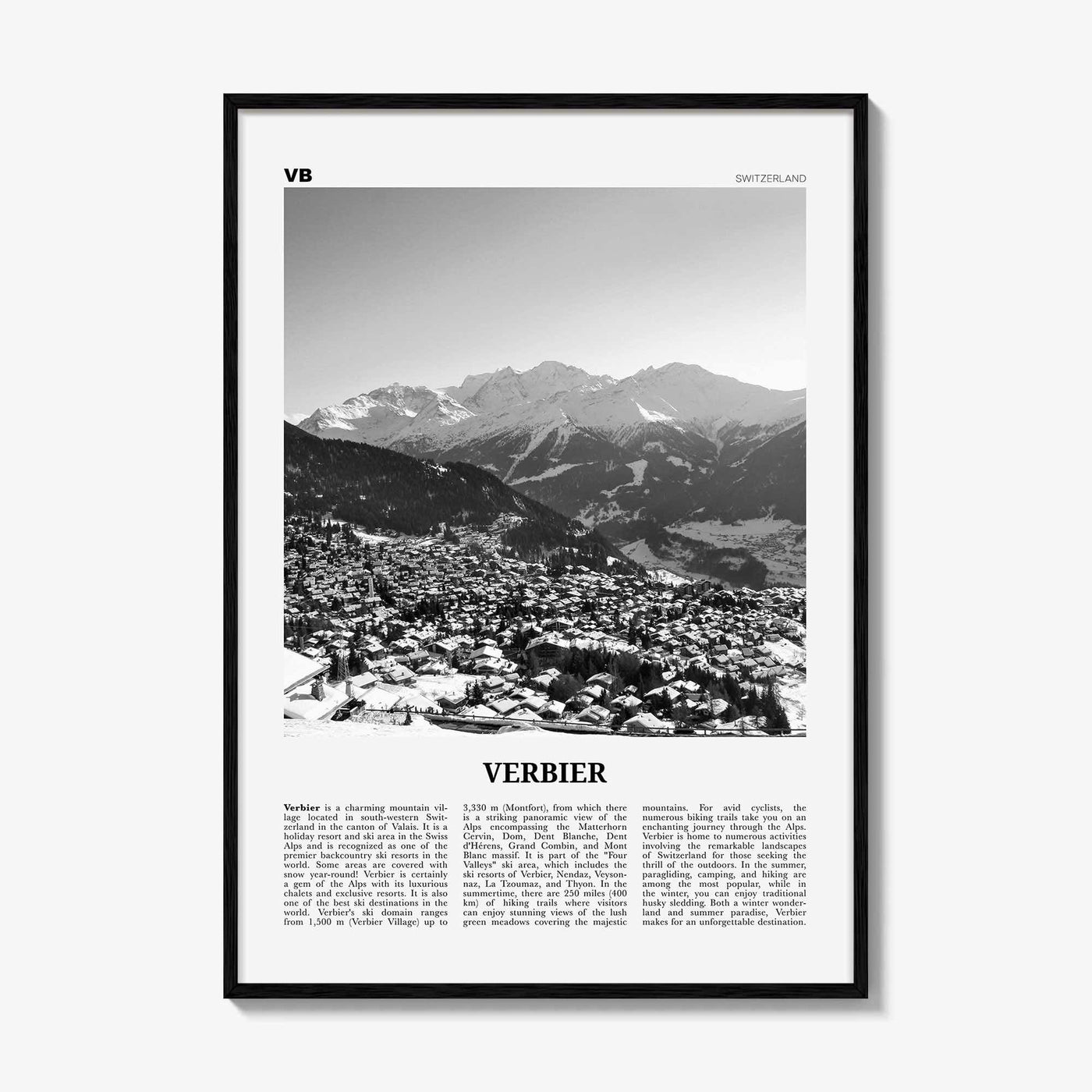 Verbier Print Black and White, Verbier Wall Art, Verbier Poster, Verbier Photo, Verbier Wall Décor, Switzerland, Swiss, Valais