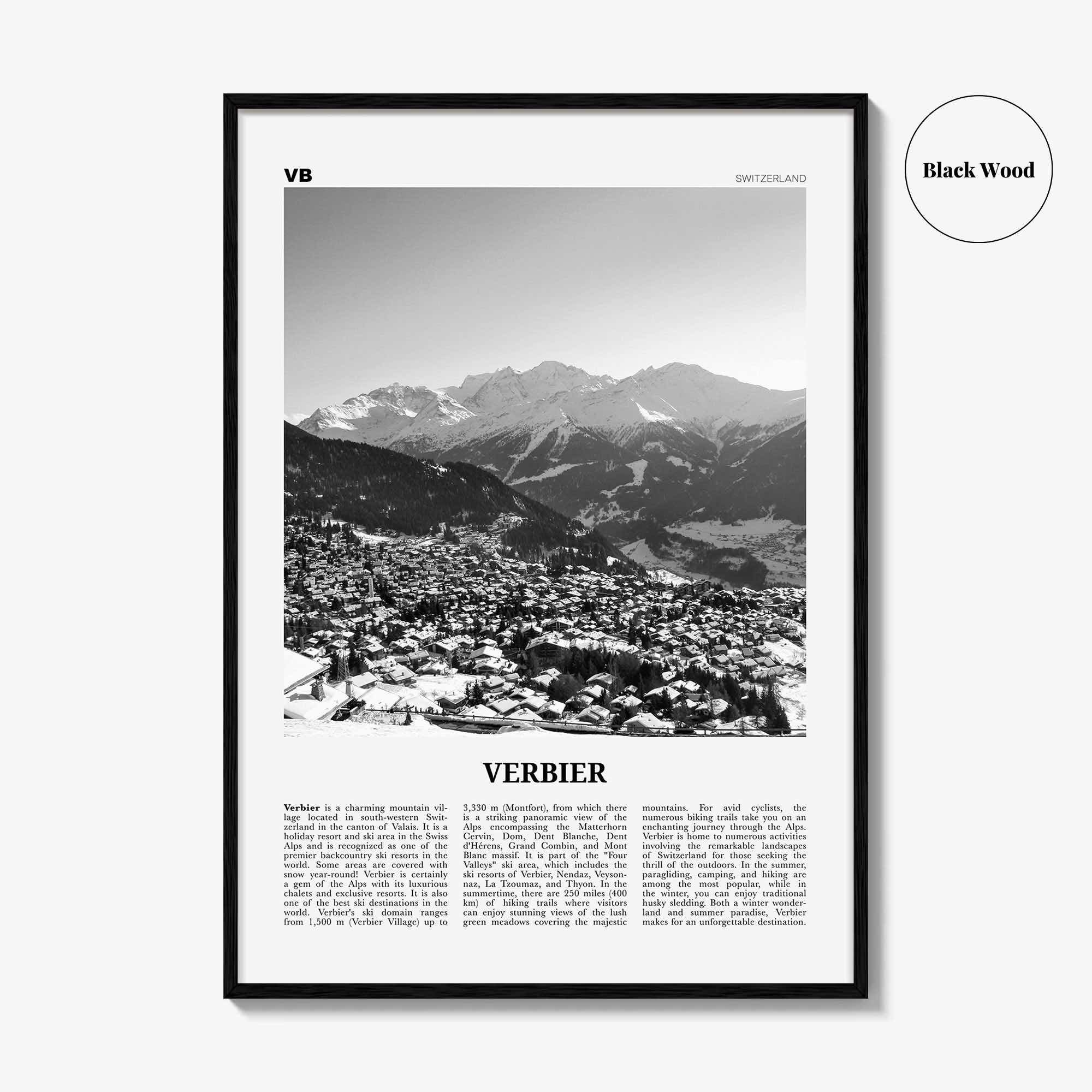Verbier Print Black and White, Verbier Wall Art, Verbier Poster, Verbier Photo, Verbier Wall Décor, Switzerland, Swiss, Valais