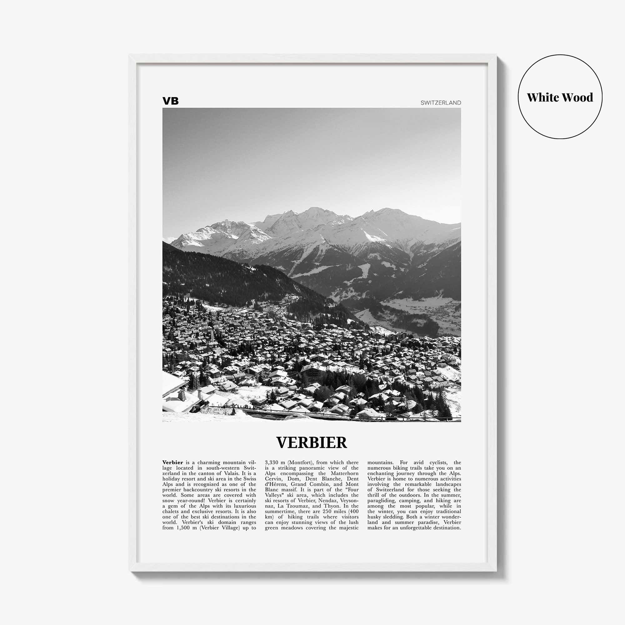 Verbier Print Black and White, Verbier Wall Art, Verbier Poster, Verbier Photo, Verbier Wall Décor, Switzerland, Swiss, Valais