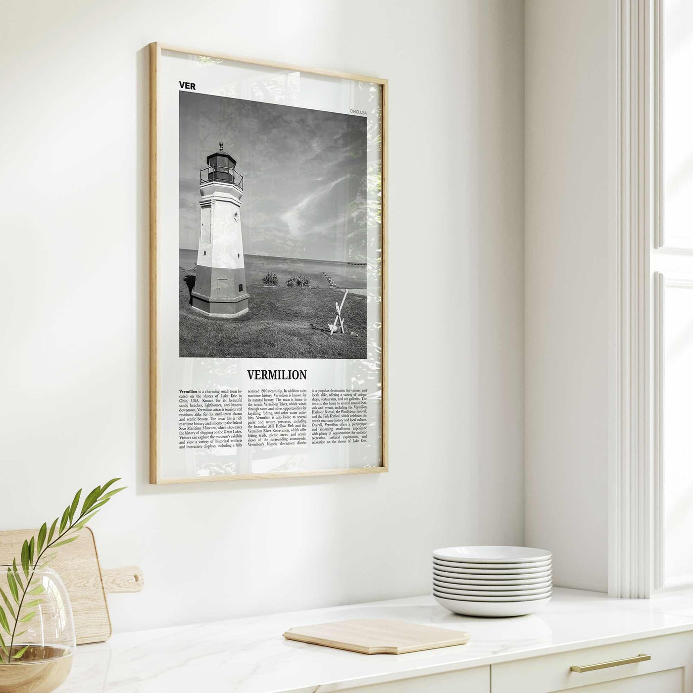 Vermilion Print Black and White, Vermilion Wall Art, Vermilion Poster, Vermilion Photo, Vermilion Wall Décor, Vermilion Map, Ohio, USA