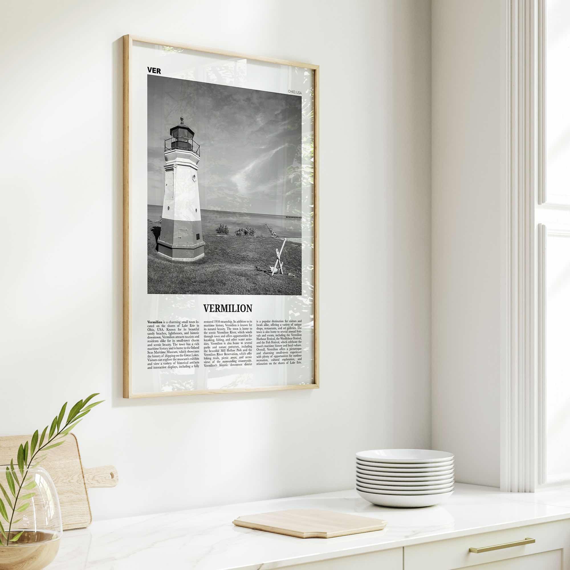 Vermilion Print Black and White, Vermilion Wall Art, Vermilion Poster, Vermilion Photo, Vermilion Wall Décor, Vermilion Map, Ohio, USA