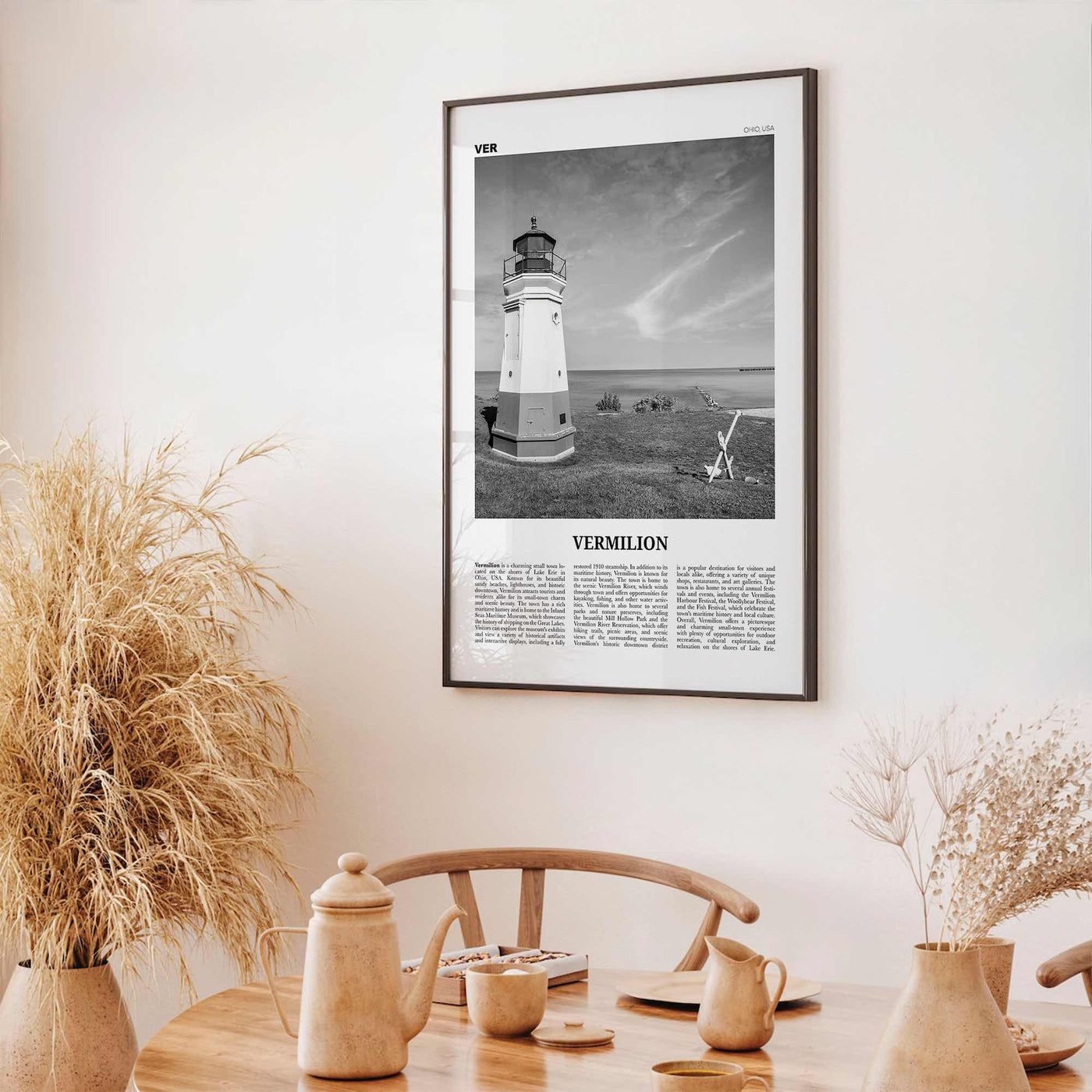 Vermilion Print Black and White, Vermilion Wall Art, Vermilion Poster, Vermilion Photo, Vermilion Wall Décor, Vermilion Map, Ohio, USA