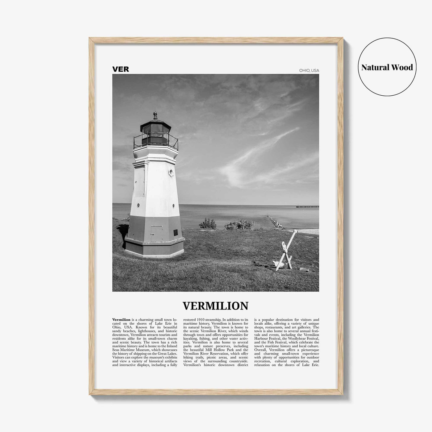 Vermilion Print Black and White, Vermilion Wall Art, Vermilion Poster, Vermilion Photo, Vermilion Wall Décor, Vermilion Map, Ohio, USA