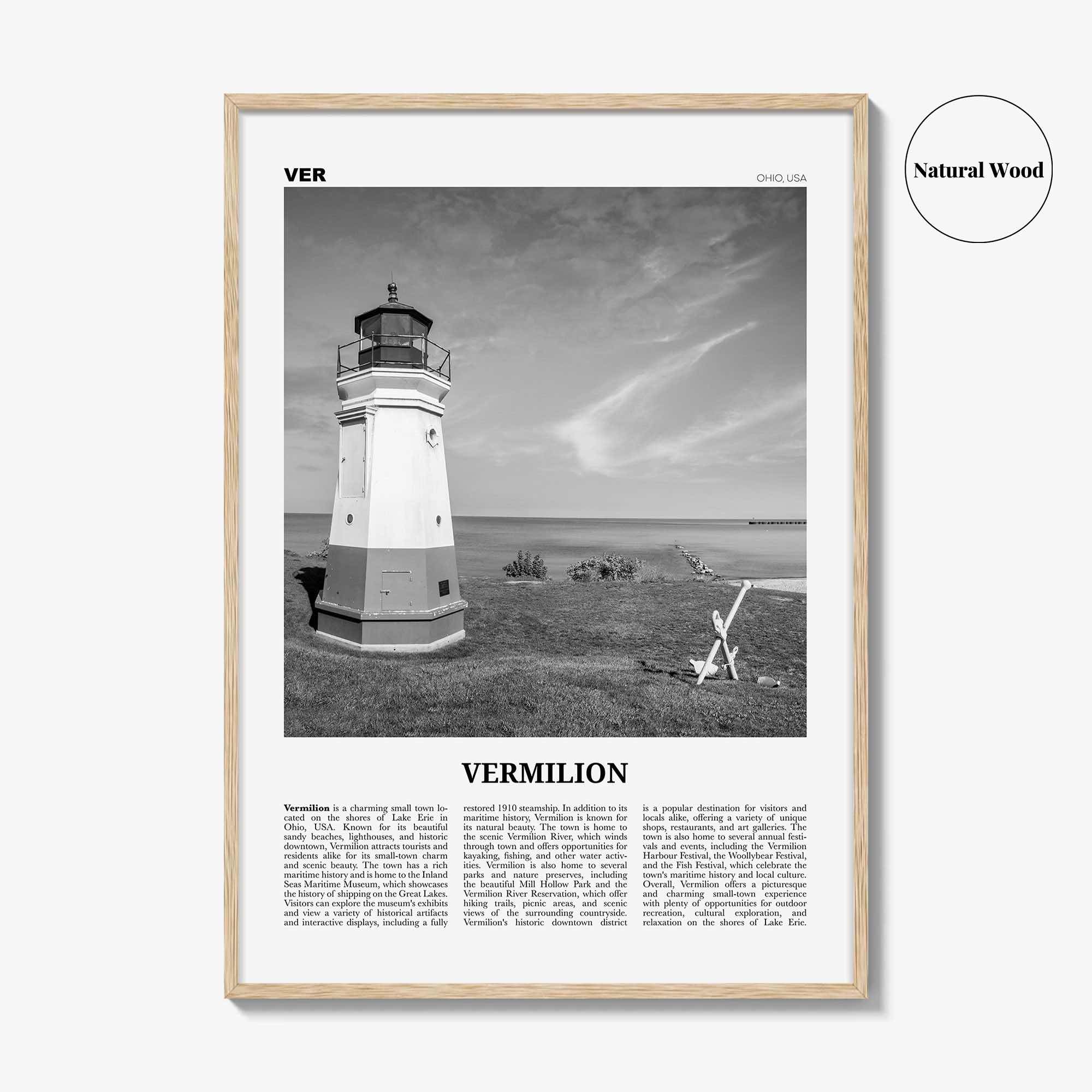 Vermilion Print Black and White, Vermilion Wall Art, Vermilion Poster, Vermilion Photo, Vermilion Wall Décor, Vermilion Map, Ohio, USA