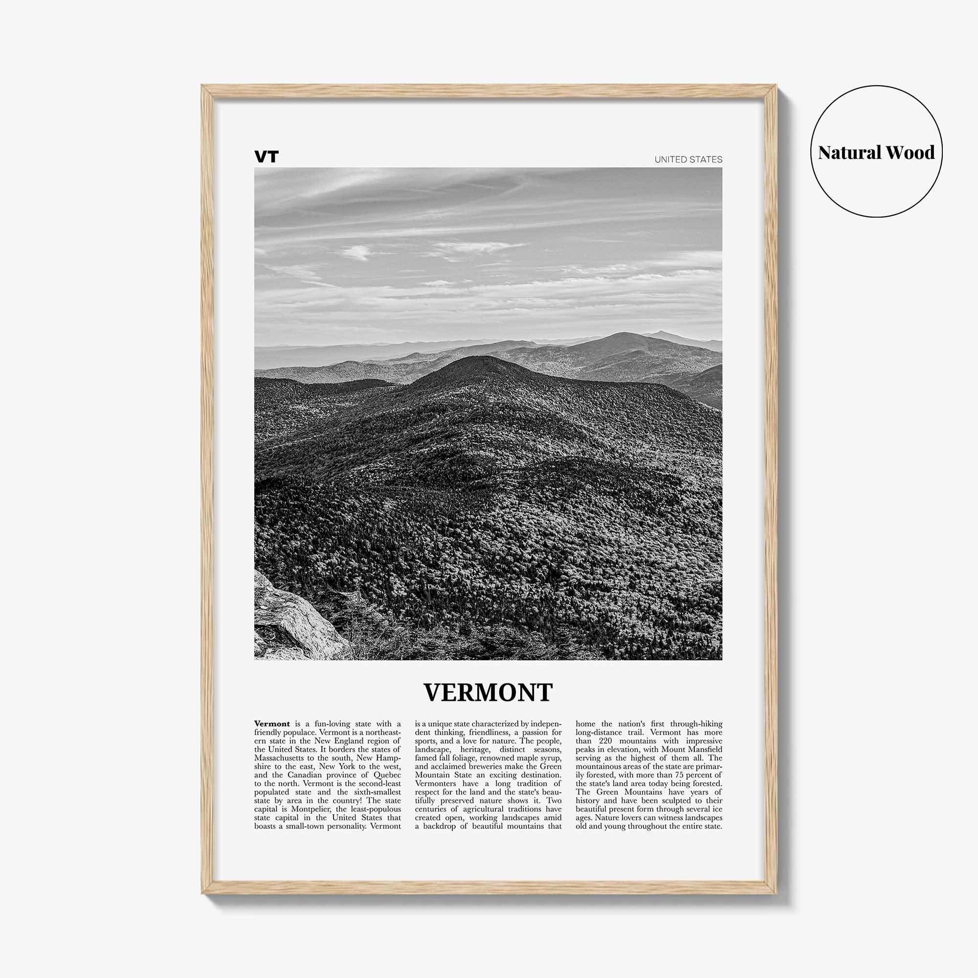 Vermont Print Black and White No 1, Vermont Wall Art, Vermont Poster, Vermont Photo, Vermont Wall Decor, USA, United States, North America