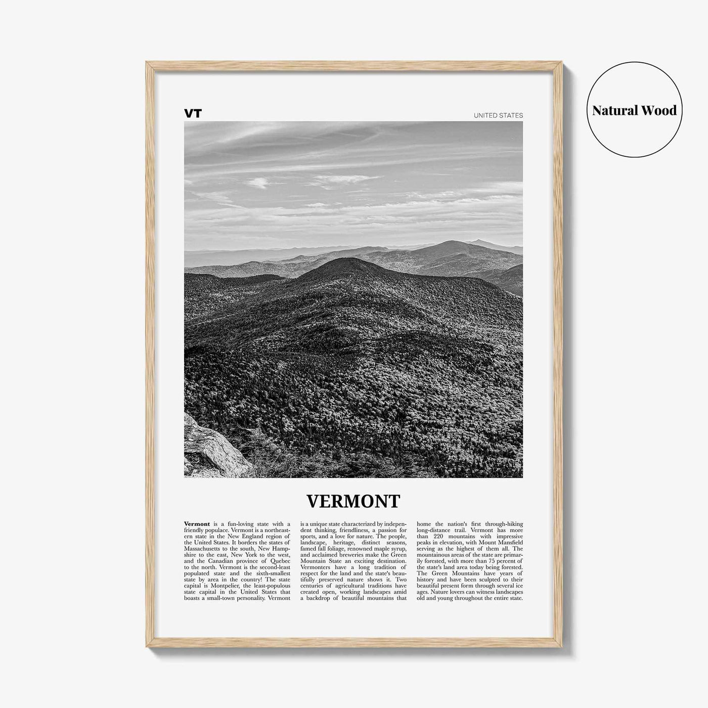 Vermont Print Black and White No 1, Vermont Wall Art, Vermont Poster, Vermont Photo, Vermont Wall Decor, USA, United States, North America