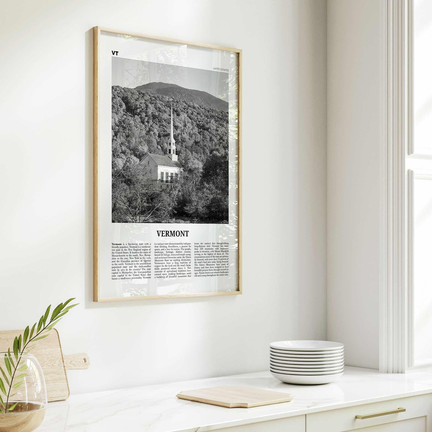 Vermont Print Black and White No 2, Vermont Wall Art, Vermont Poster, Vermont Photo, Vermont Wall Décor, Vermont Map, United States