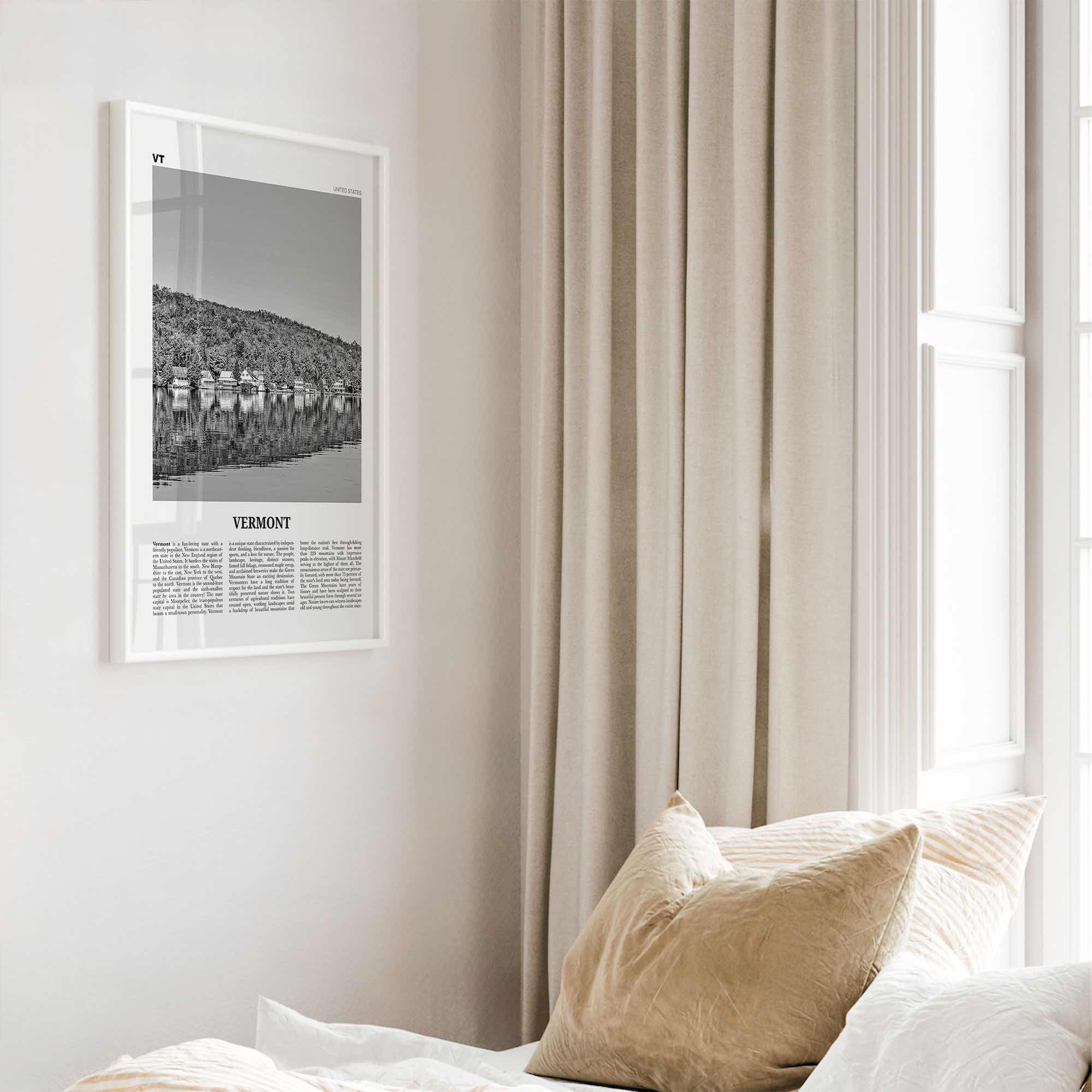 Vermont Print Black and White No 3, Vermont Wall Art, Vermont Poster, Vermont Photo, Vermont Wall Décor, Vermont Map, United States