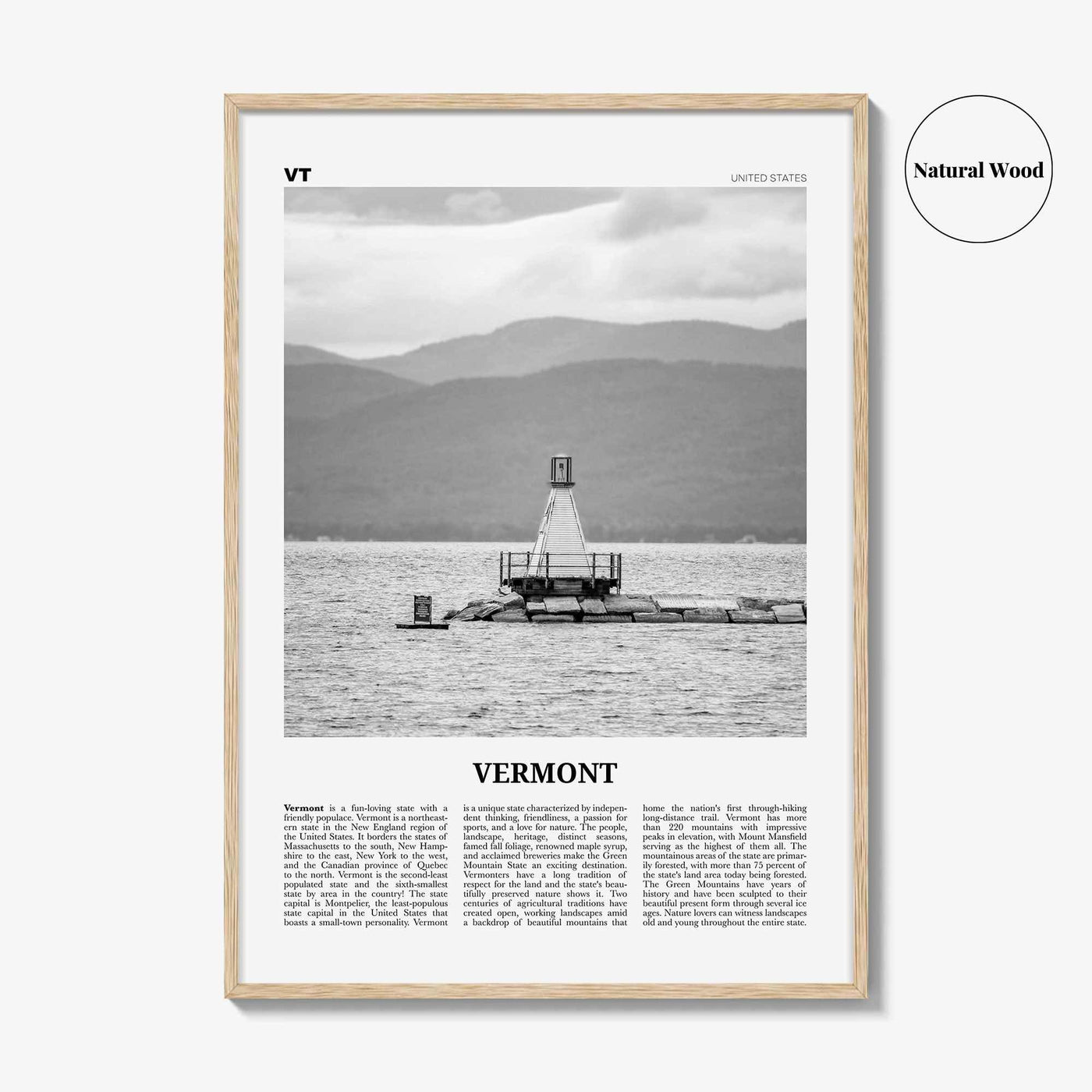 Vermont Print Black and White No 4, Vermont Wall Art, Vermont Poster, Vermont Photo, Vermont Wall Décor, Vermont Map, United States
