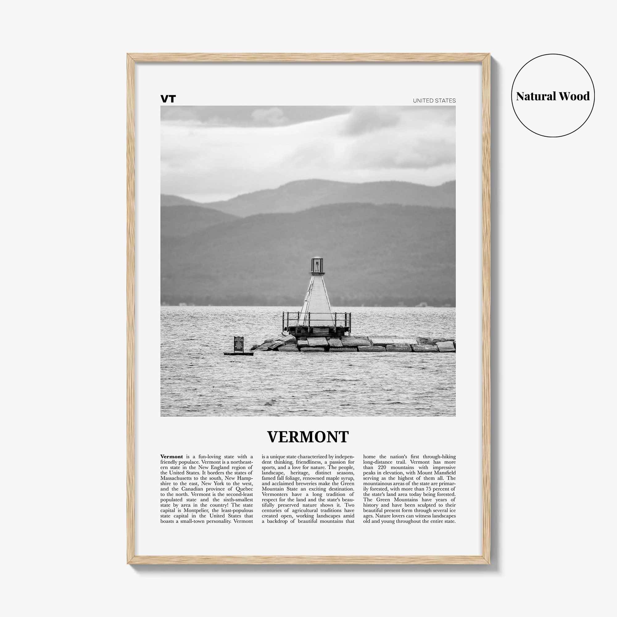 Vermont Print Black and White No 4, Vermont Wall Art, Vermont Poster, Vermont Photo, Vermont Wall Décor, Vermont Map, United States