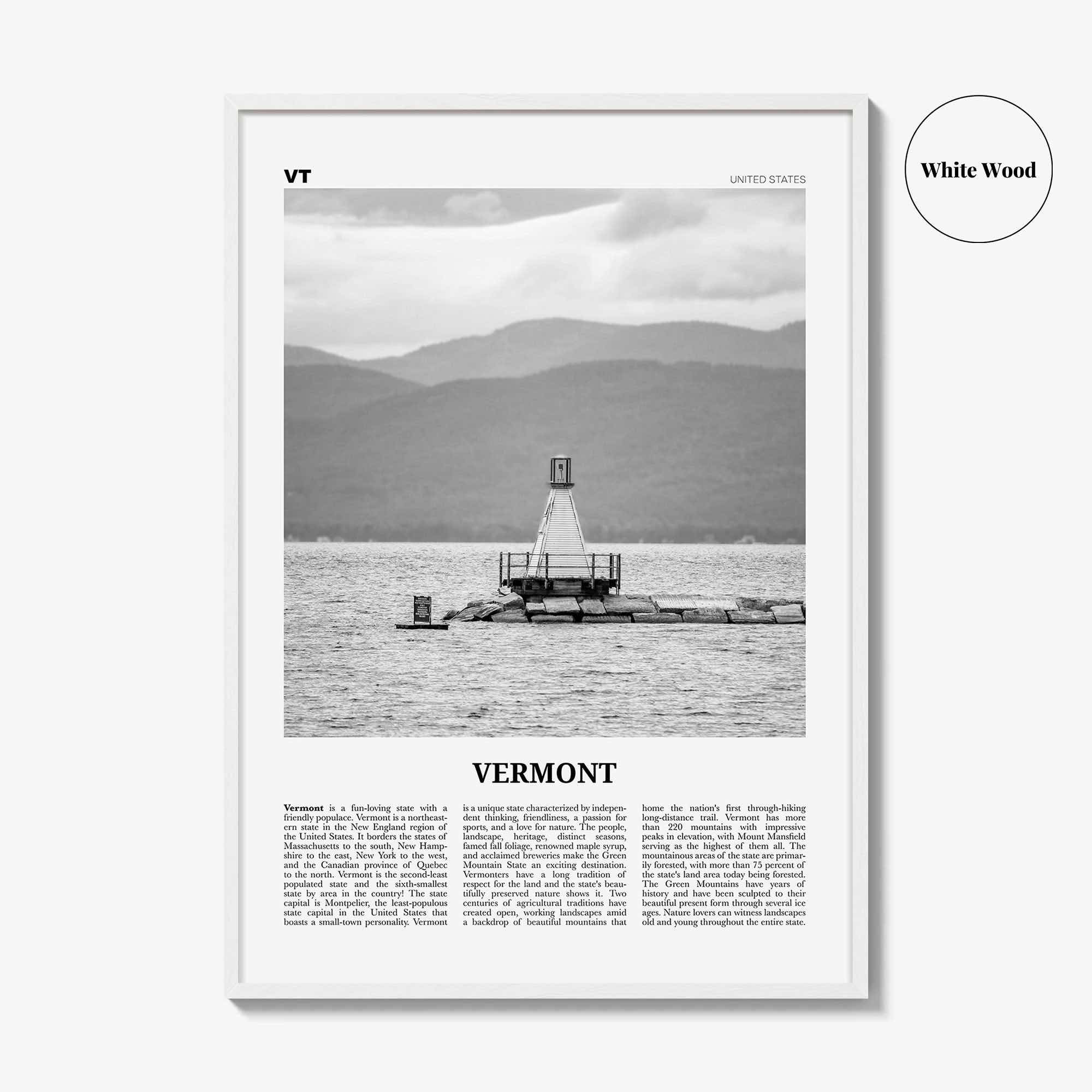 Vermont Print Black and White No 4, Vermont Wall Art, Vermont Poster, Vermont Photo, Vermont Wall Décor, Vermont Map, United States