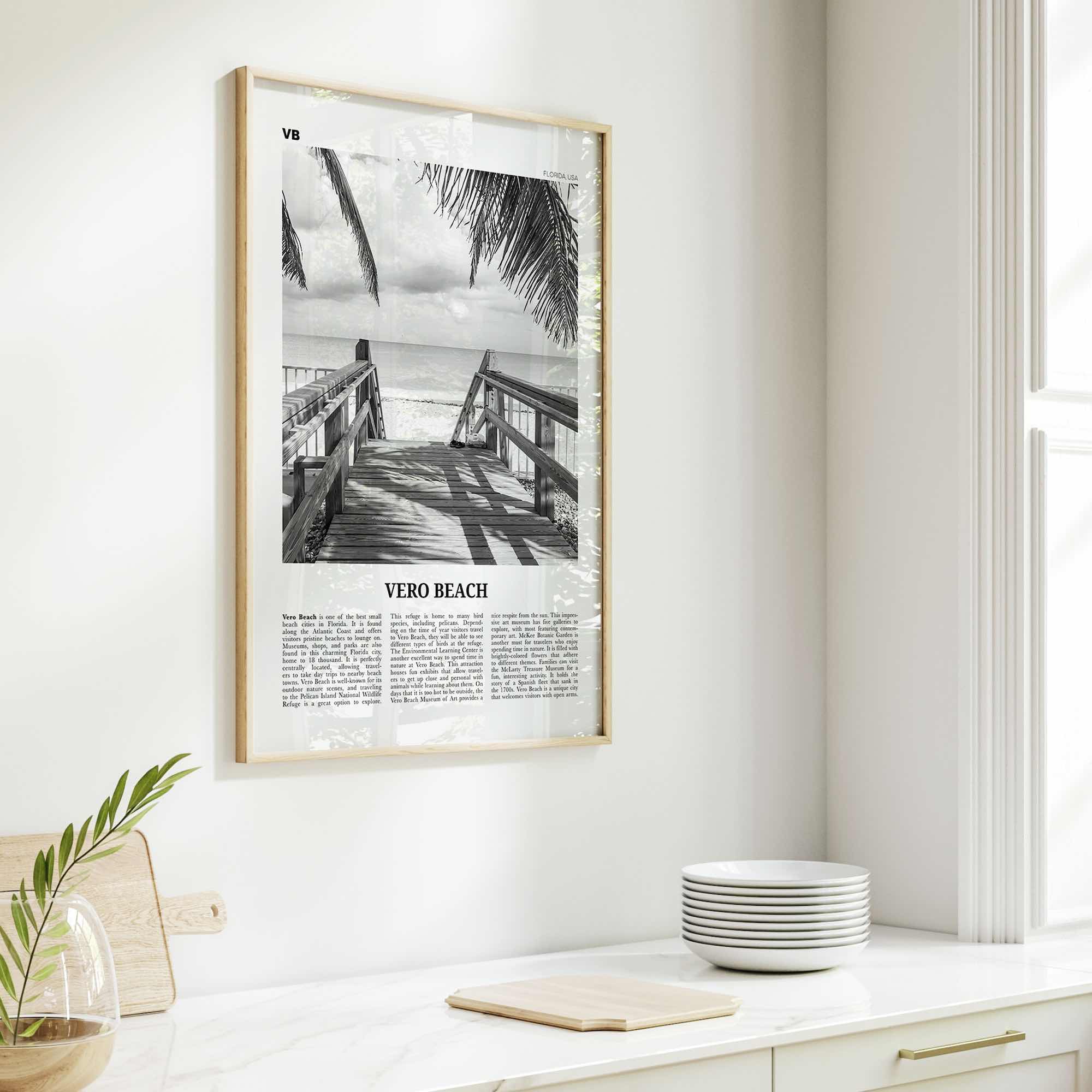 Vero Beach Print Black and White, Vero Beach Wall Art, Vero Beach Poster, Vero Beach Photo, Vero Beach Décor, Vero Beach Map, Florida, USA