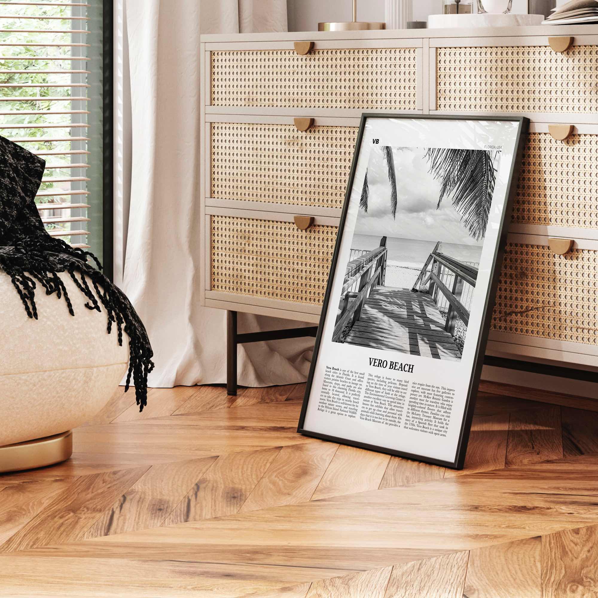 Vero Beach Print Black and White, Vero Beach Wall Art, Vero Beach Poster, Vero Beach Photo, Vero Beach Décor, Vero Beach Map, Florida, USA