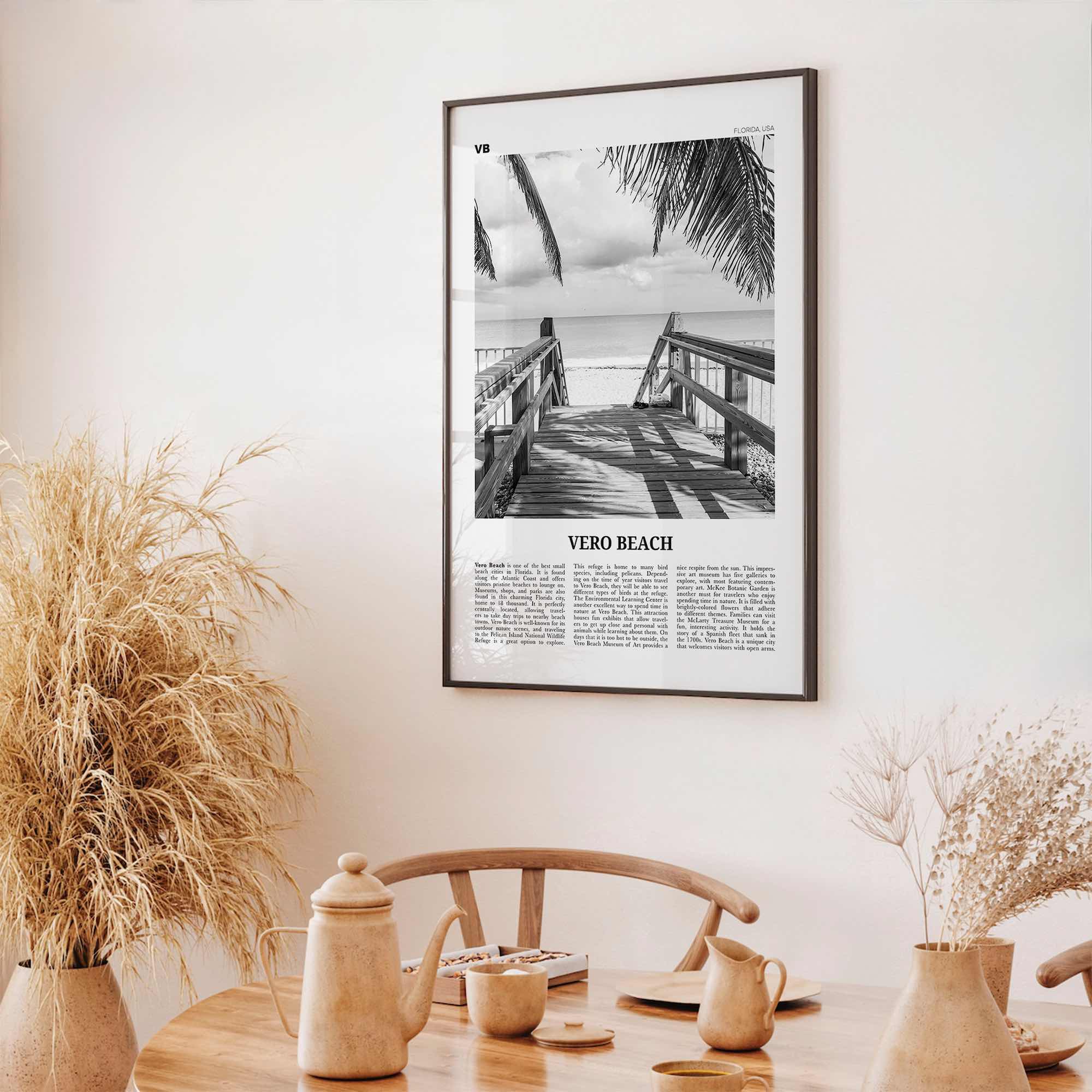 Vero Beach Print Black and White, Vero Beach Wall Art, Vero Beach Poster, Vero Beach Photo, Vero Beach Décor, Vero Beach Map, Florida, USA