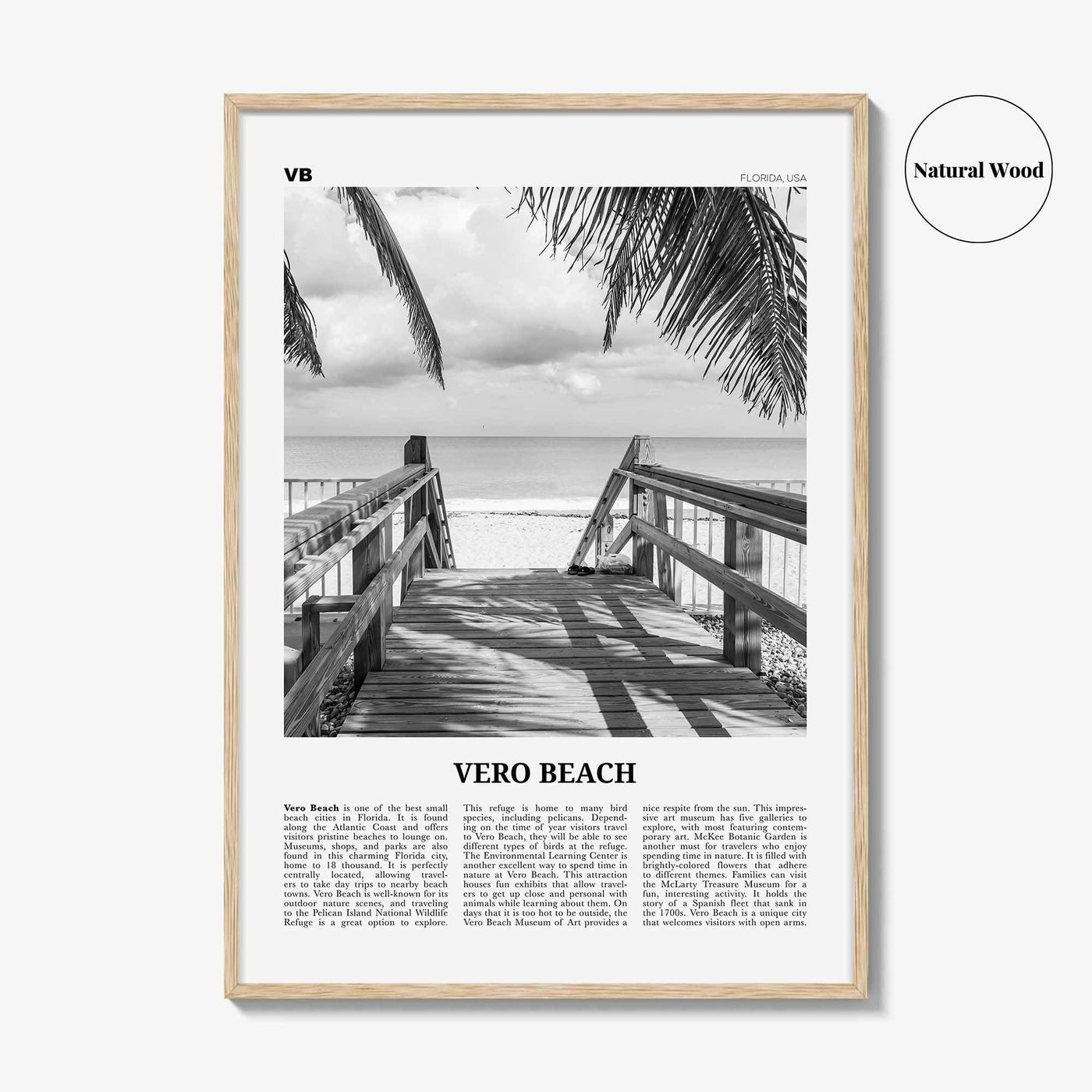 Vero Beach Print Black and White, Vero Beach Wall Art, Vero Beach Poster, Vero Beach Photo, Vero Beach Décor, Vero Beach Map, Florida, USA