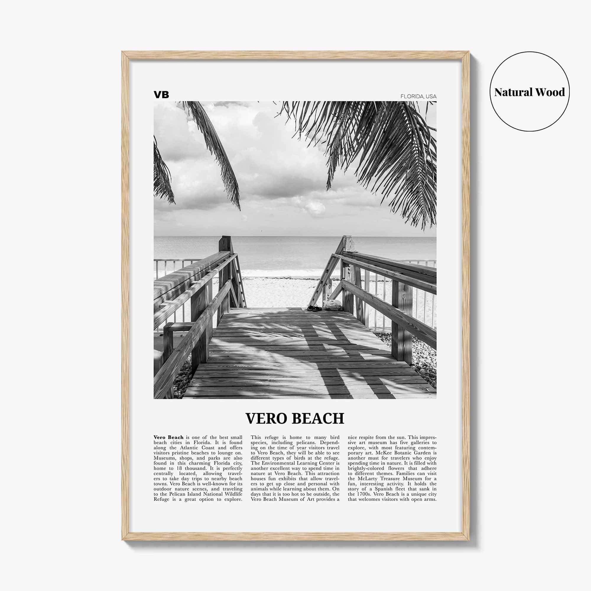 Vero Beach Print Black and White, Vero Beach Wall Art, Vero Beach Poster, Vero Beach Photo, Vero Beach Décor, Vero Beach Map, Florida, USA