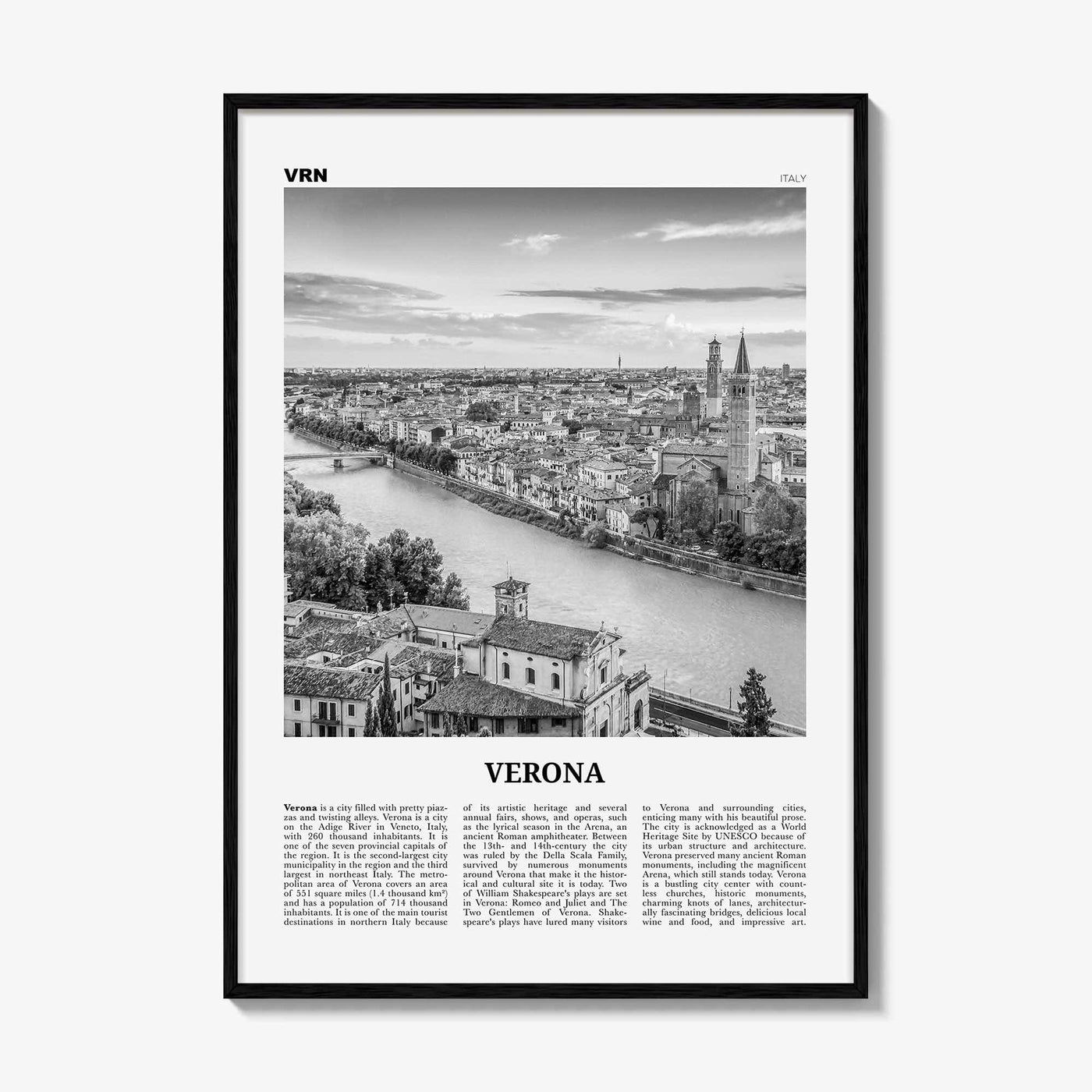 Verona Print Black and White No 1, Verona Wall Art, Verona Poster, Verona Photo, Verona Wall Decor, Italy, Italia, Veròna, Europe