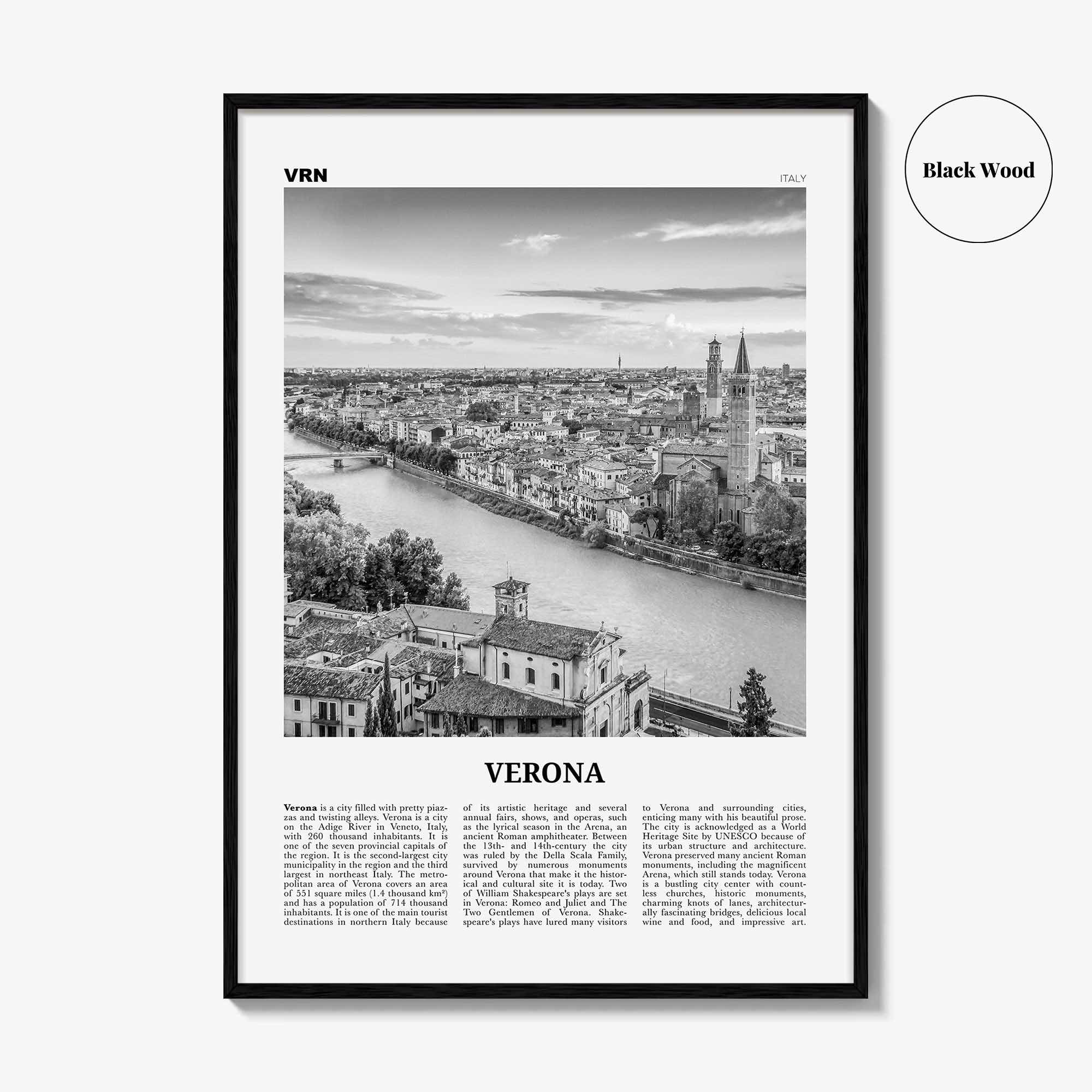 Verona Print Black and White No 1, Verona Wall Art, Verona Poster, Verona Photo, Verona Wall Decor, Italy, Italia, Veròna, Europe